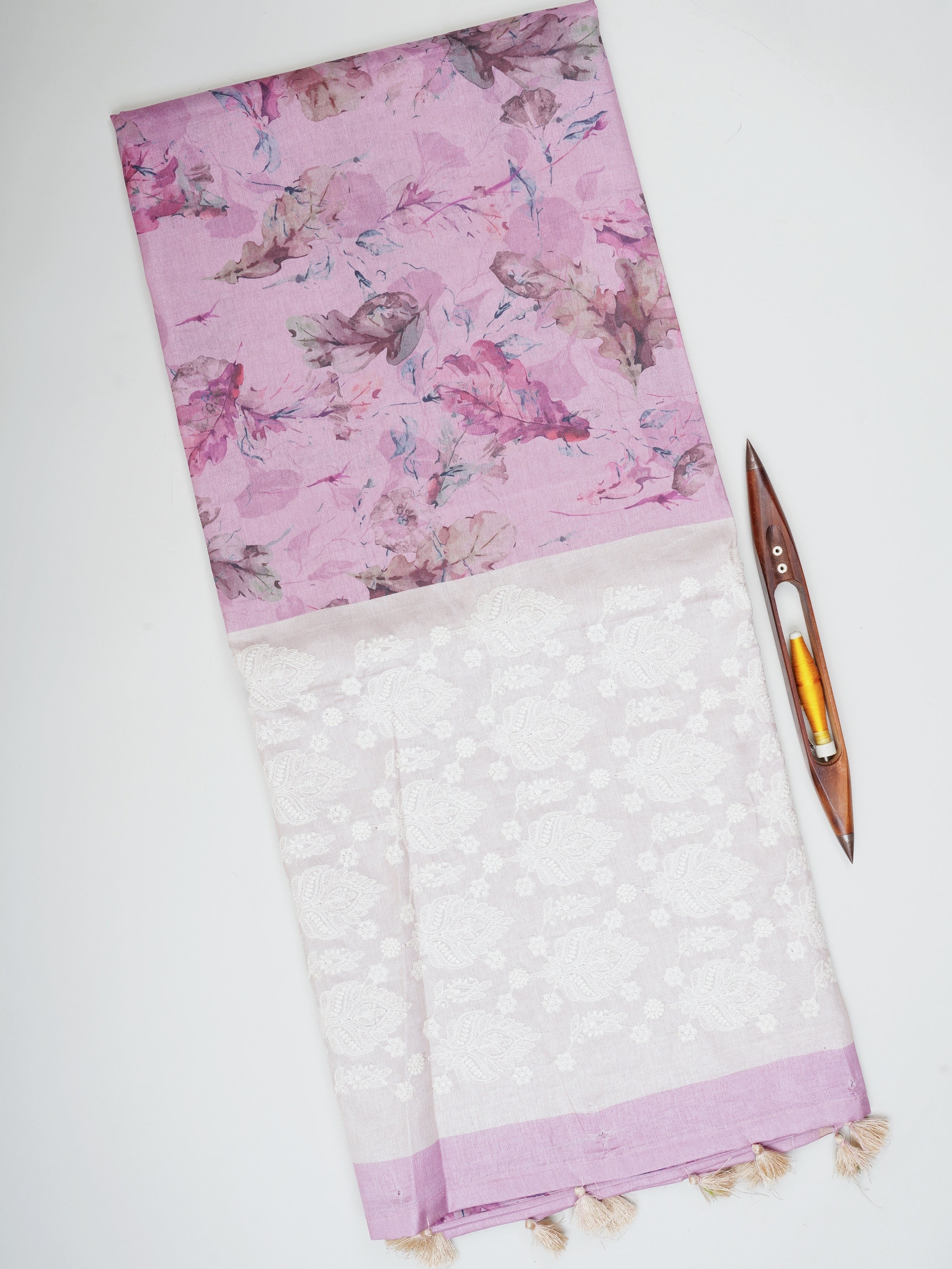 Katan Cream Semi Silk - Manoranjitham Weaves - Handloom Store