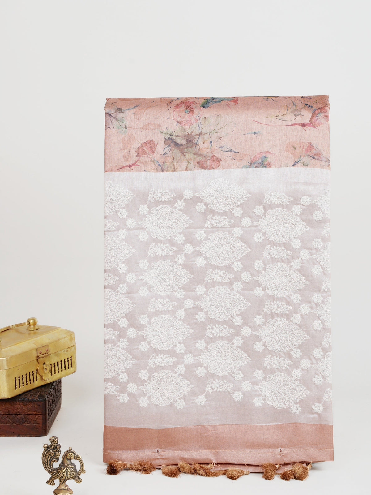 Katan Cream Semi Silk - Manoranjitham Weaves - Handloom Store
