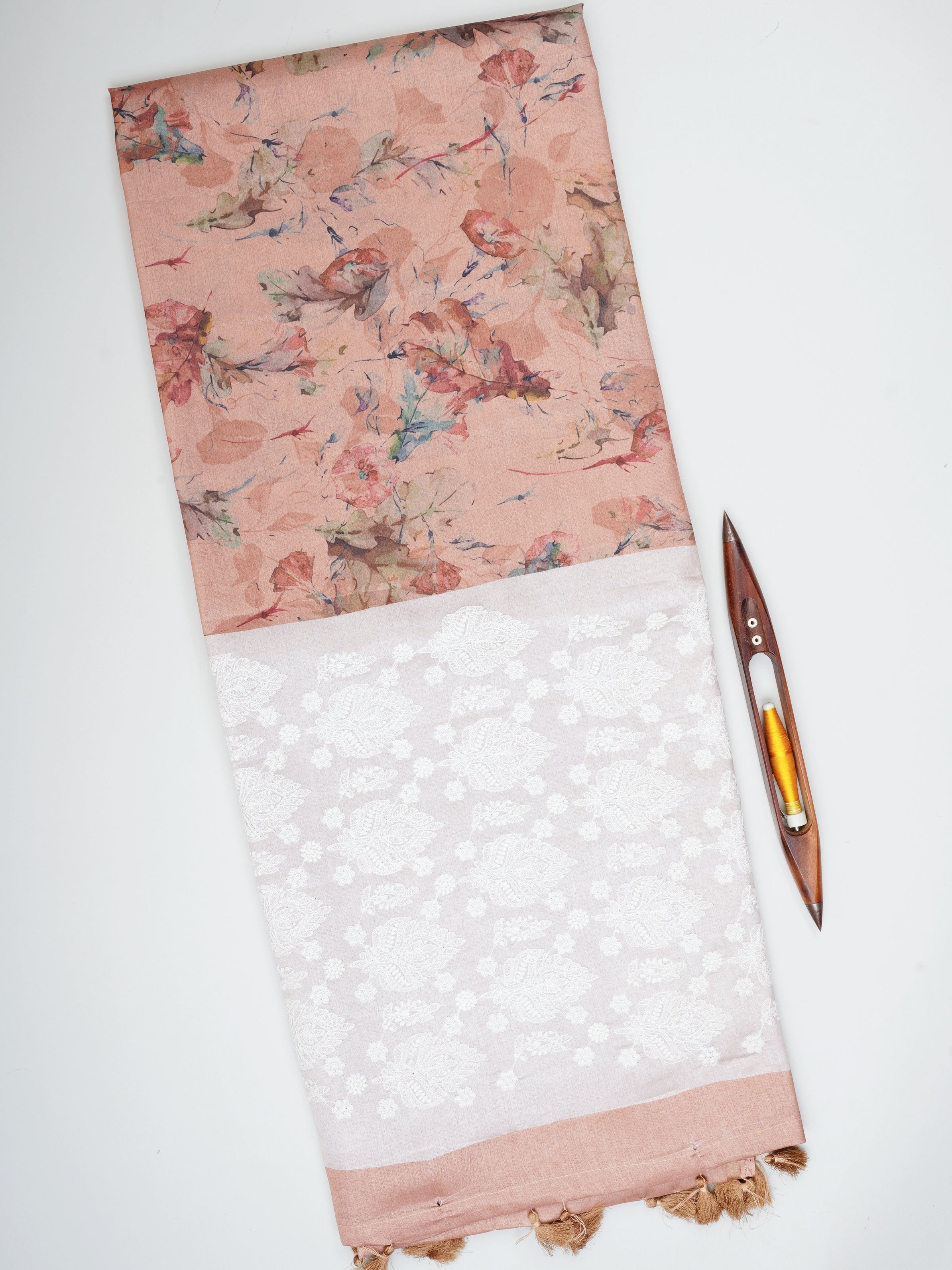 Katan Cream Semi Silk - Manoranjitham Weaves - Handloom Store