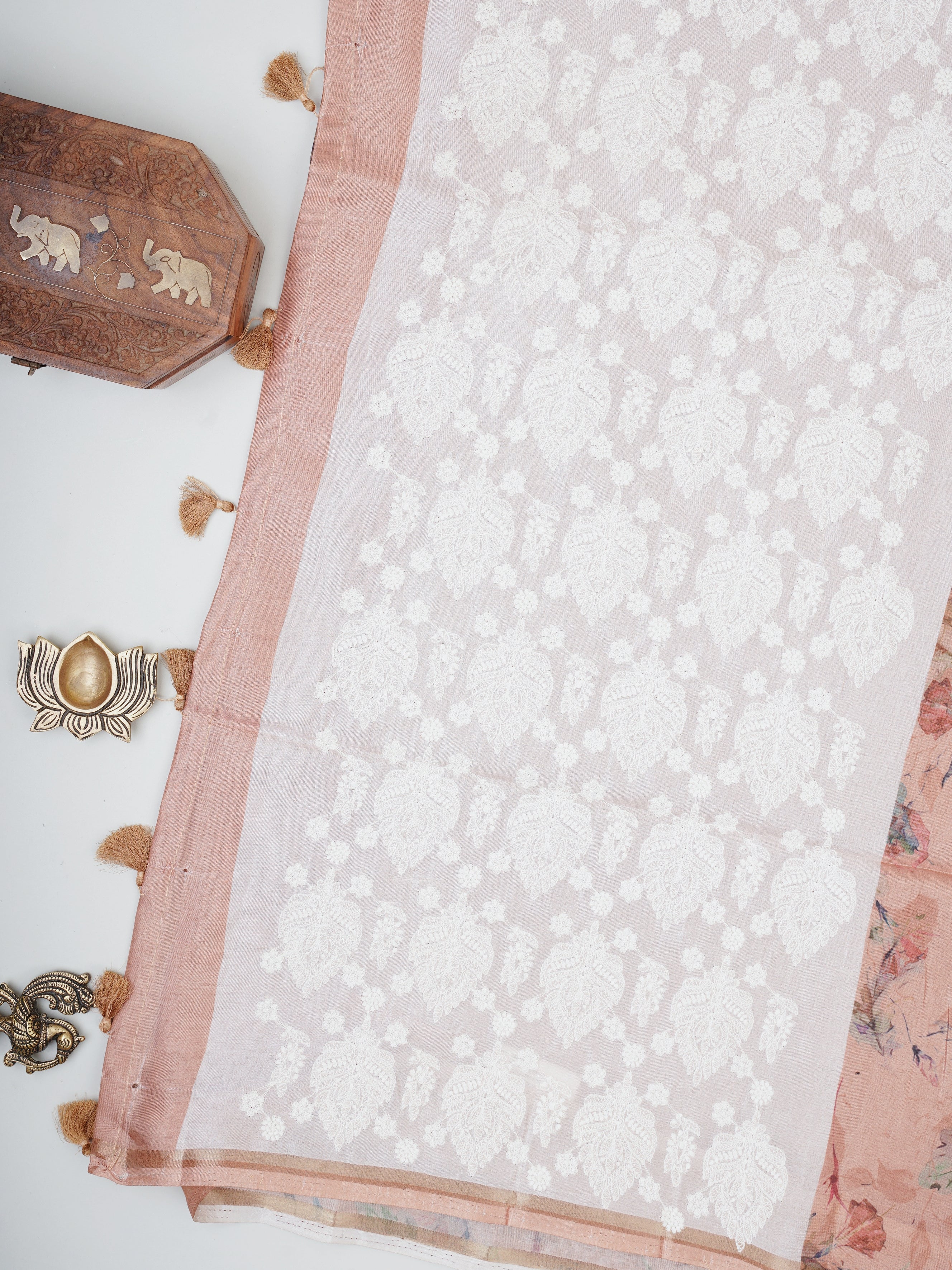 Katan Cream Semi Silk - Manoranjitham Weaves - Handloom Store