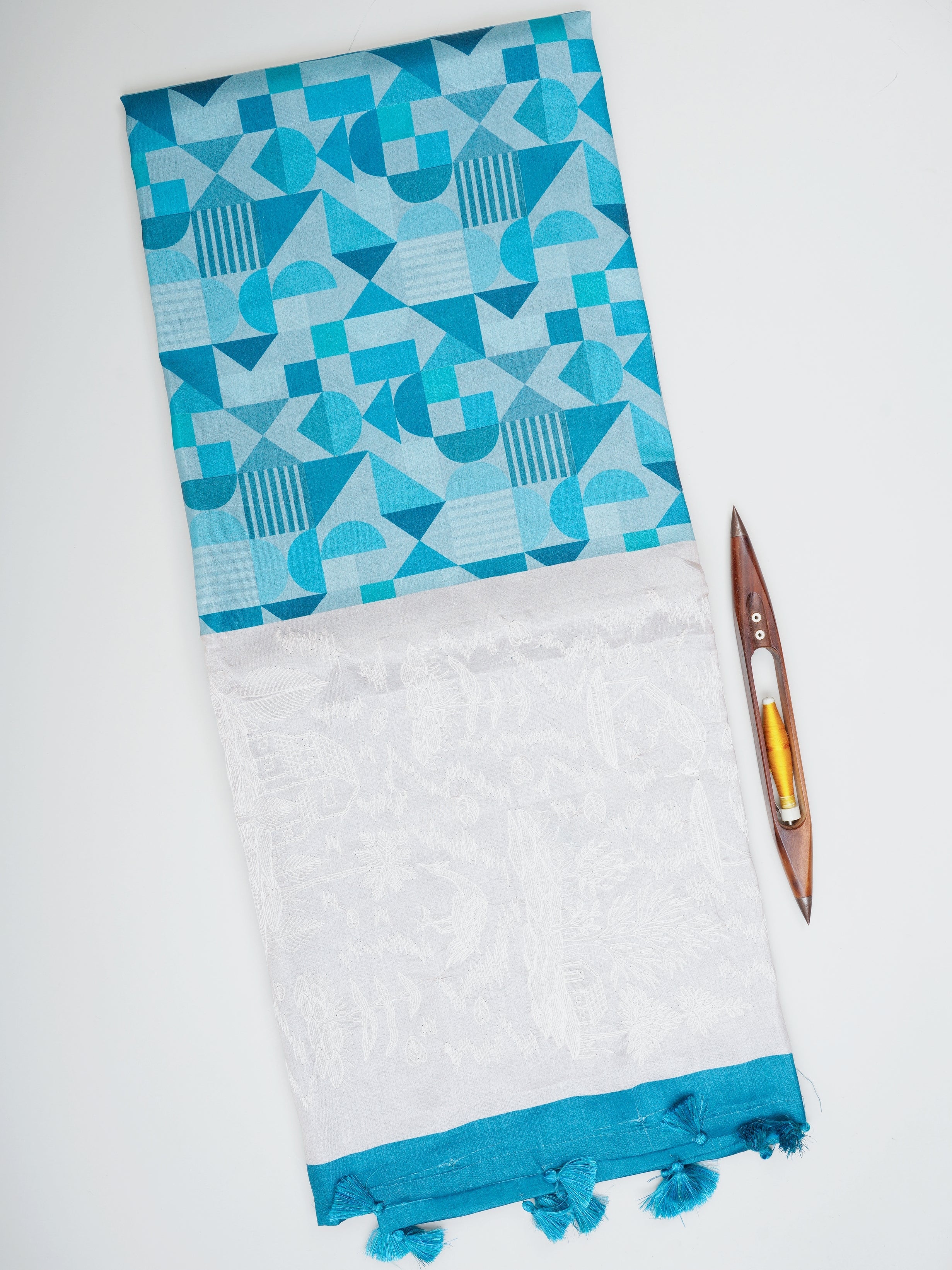 Katan Cream Semi Silk - Manoranjitham Weaves - Handloom Store