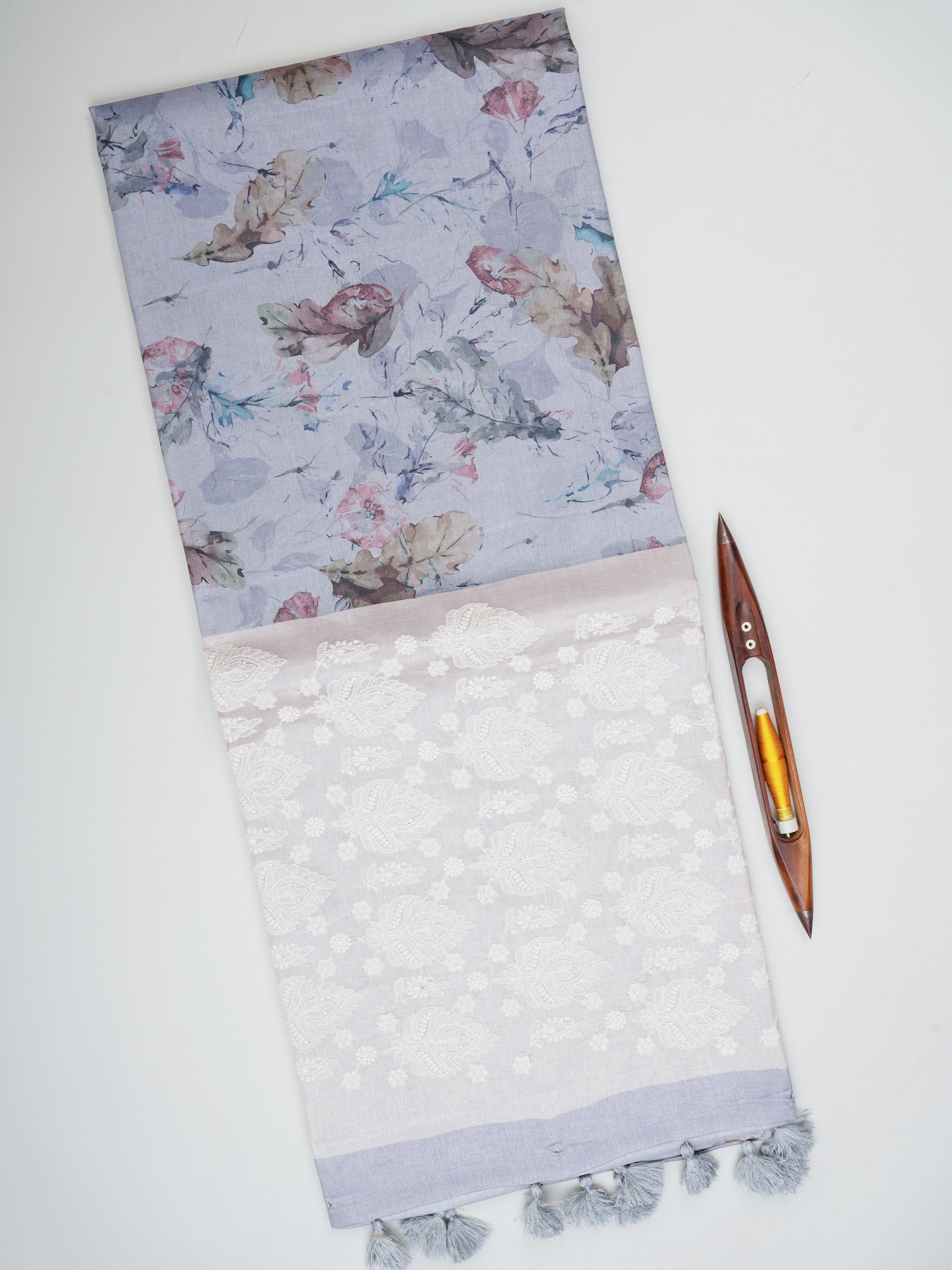 Katan Cream Semi Silk - Manoranjitham Weaves - Handloom Store