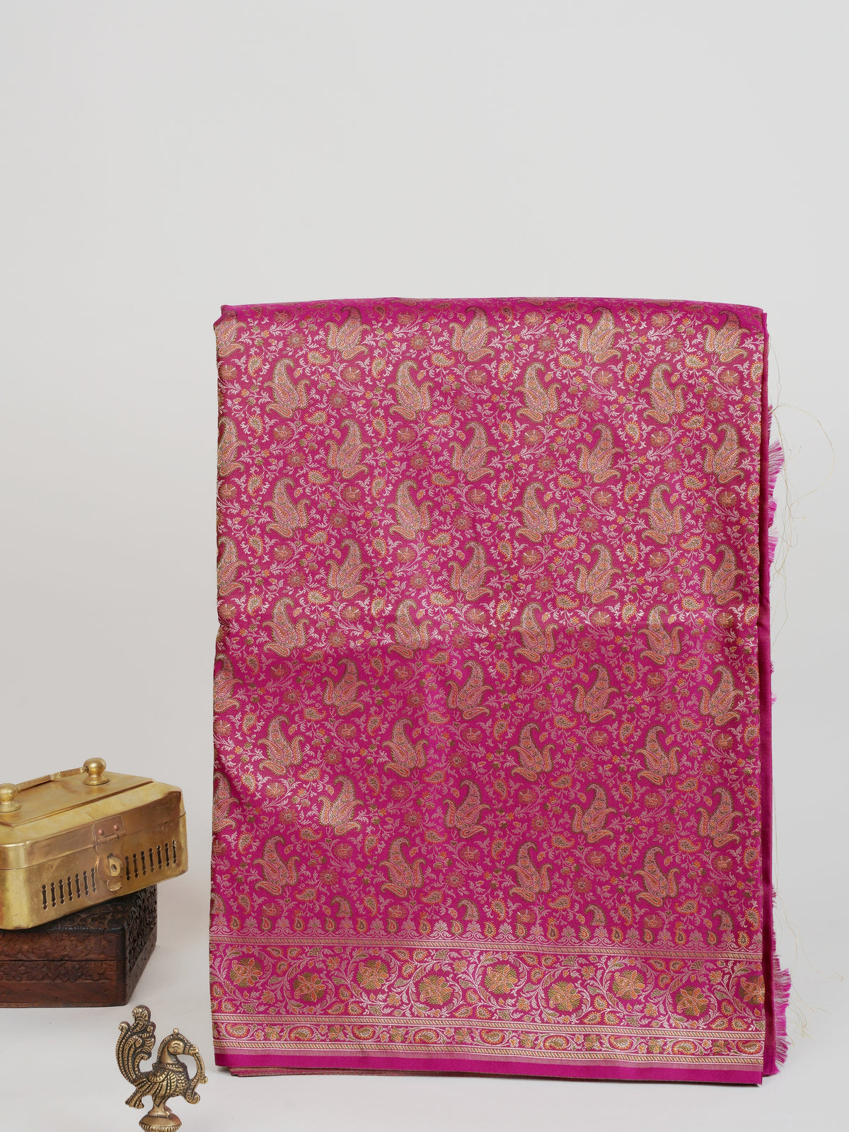 Katan Pink Semi Mushru - Manoranjitham Weaves - Handloom Store