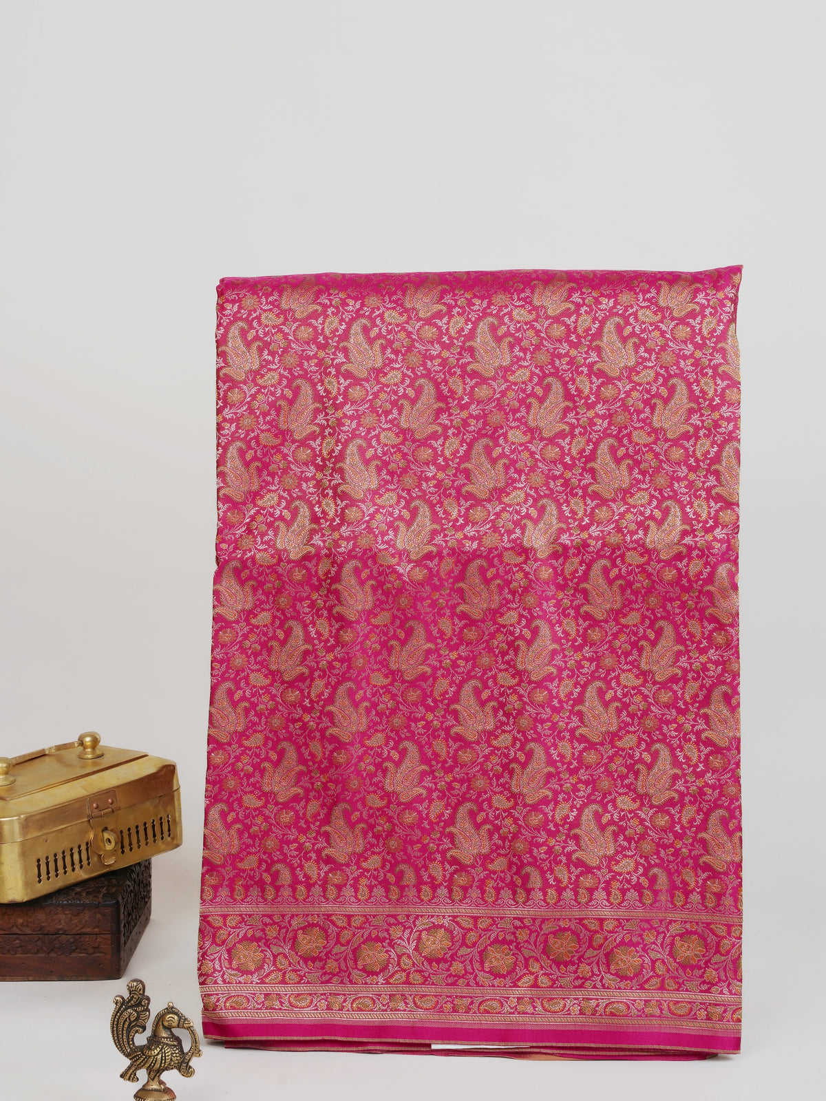 Katan Pink Semi Mushru - Manoranjitham Weaves - Handloom Store