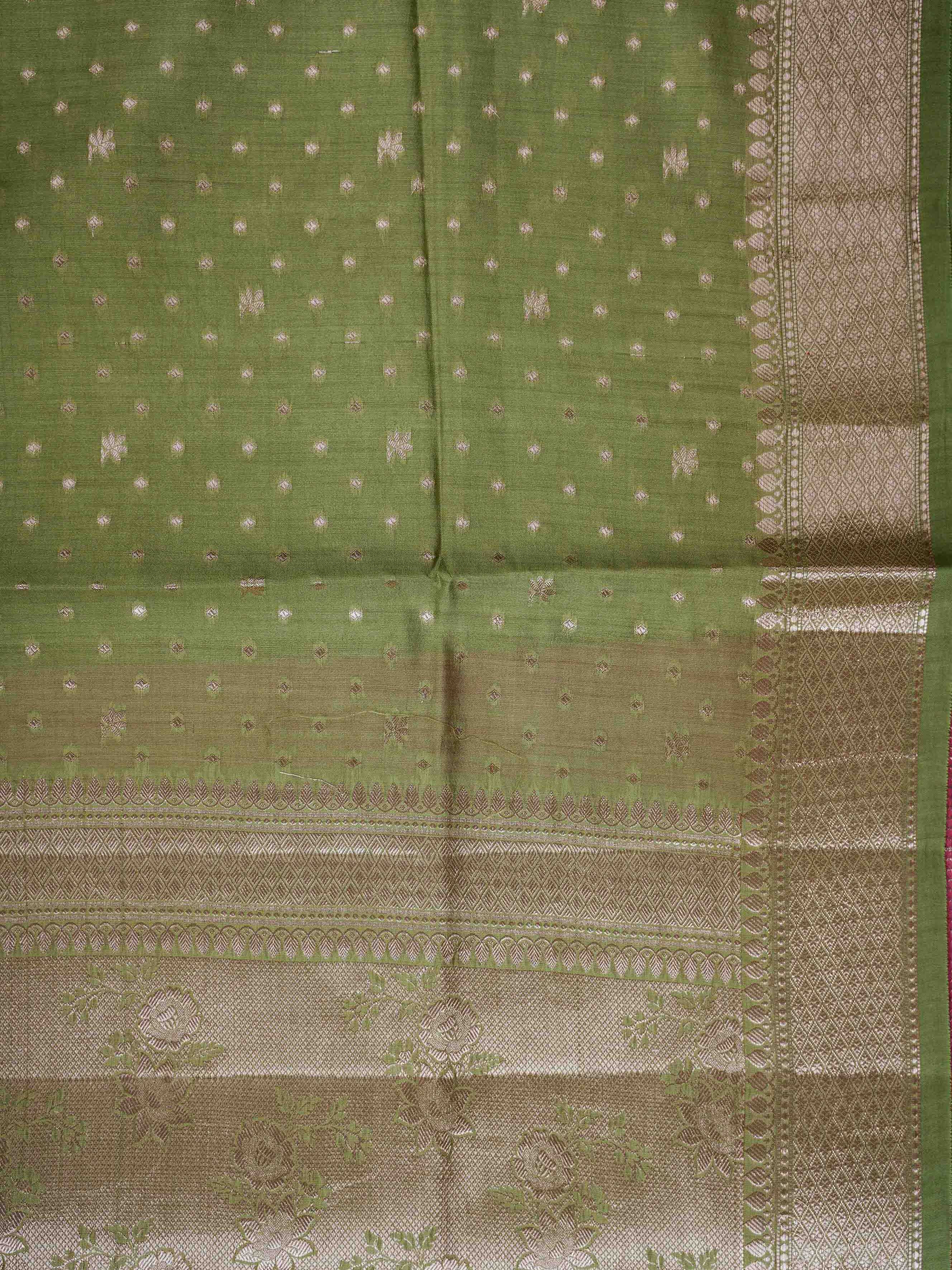 Chiniya Silk Pista Green 100% Pure Katan Soft Silk - Manoranjitham Weaves - Handloom Store