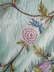 Net Poweder Blue 100% Pure Crush Tissue Manoranjitham Weaves - Handloom Store