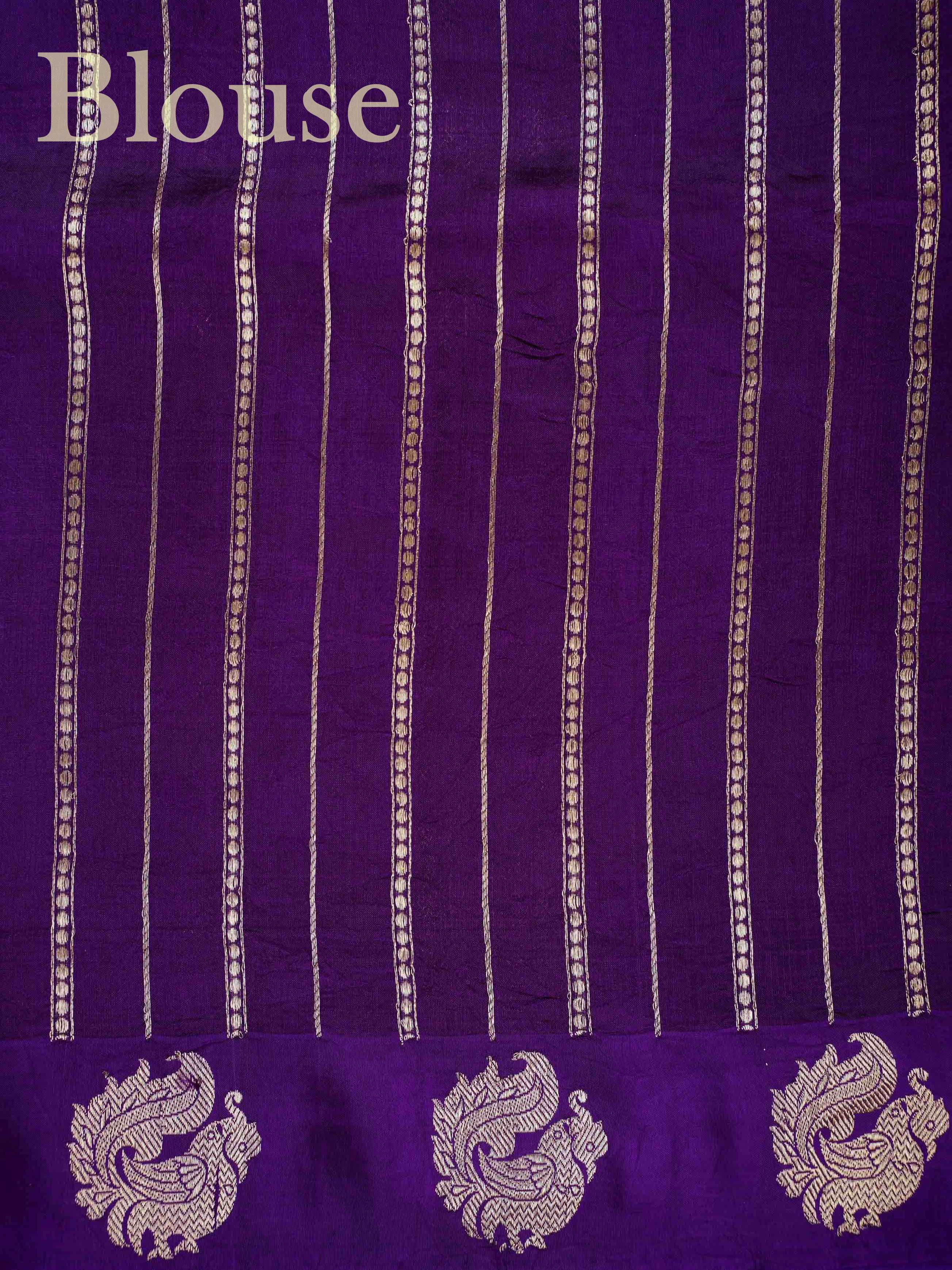 Katan Purple 100% Pure Silk  - Manoranjitham Weaves - Handloom Store