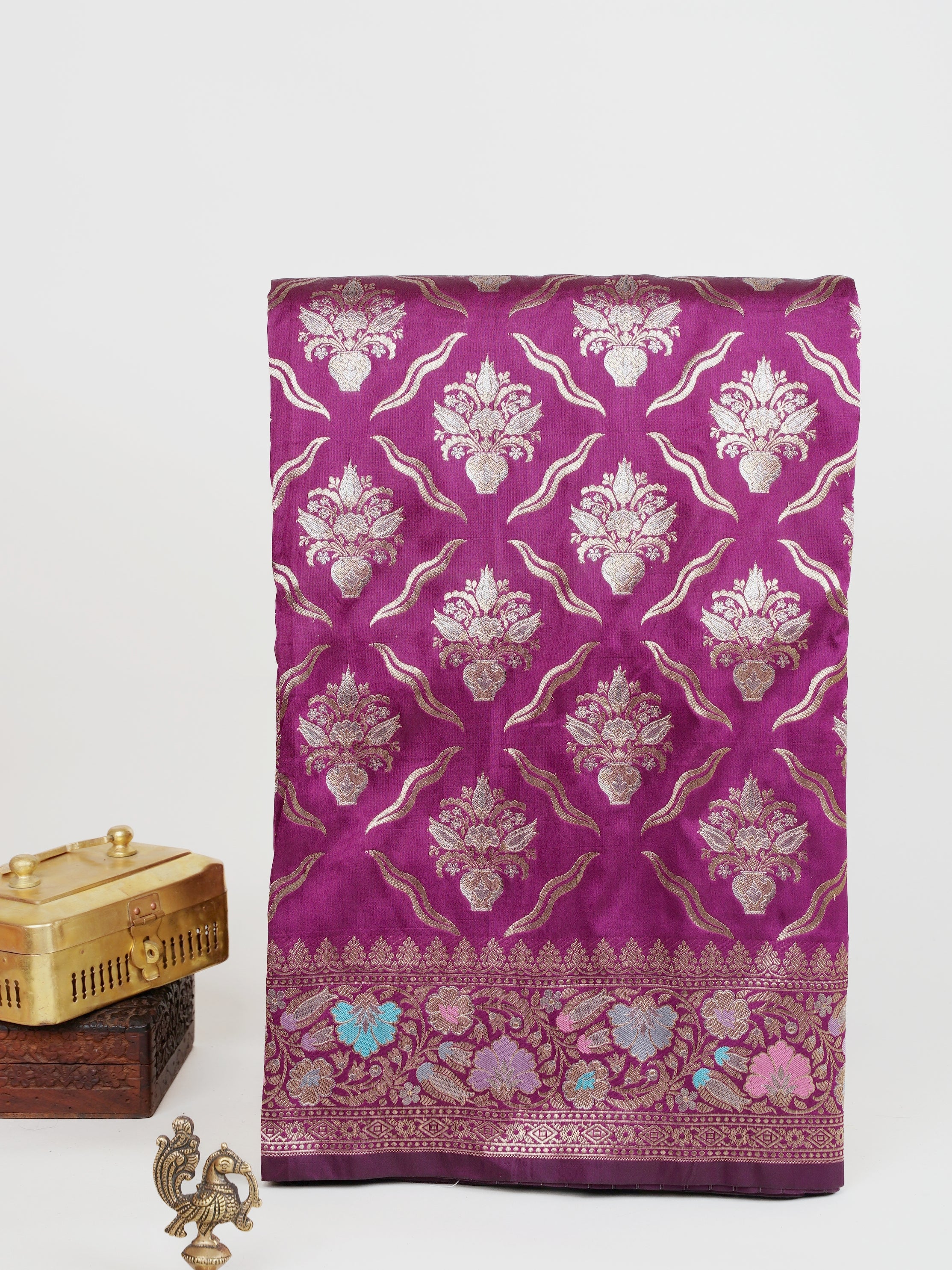 Katan Purple Katan Semi Silk Manoranjitham Weaves - Handloom Store