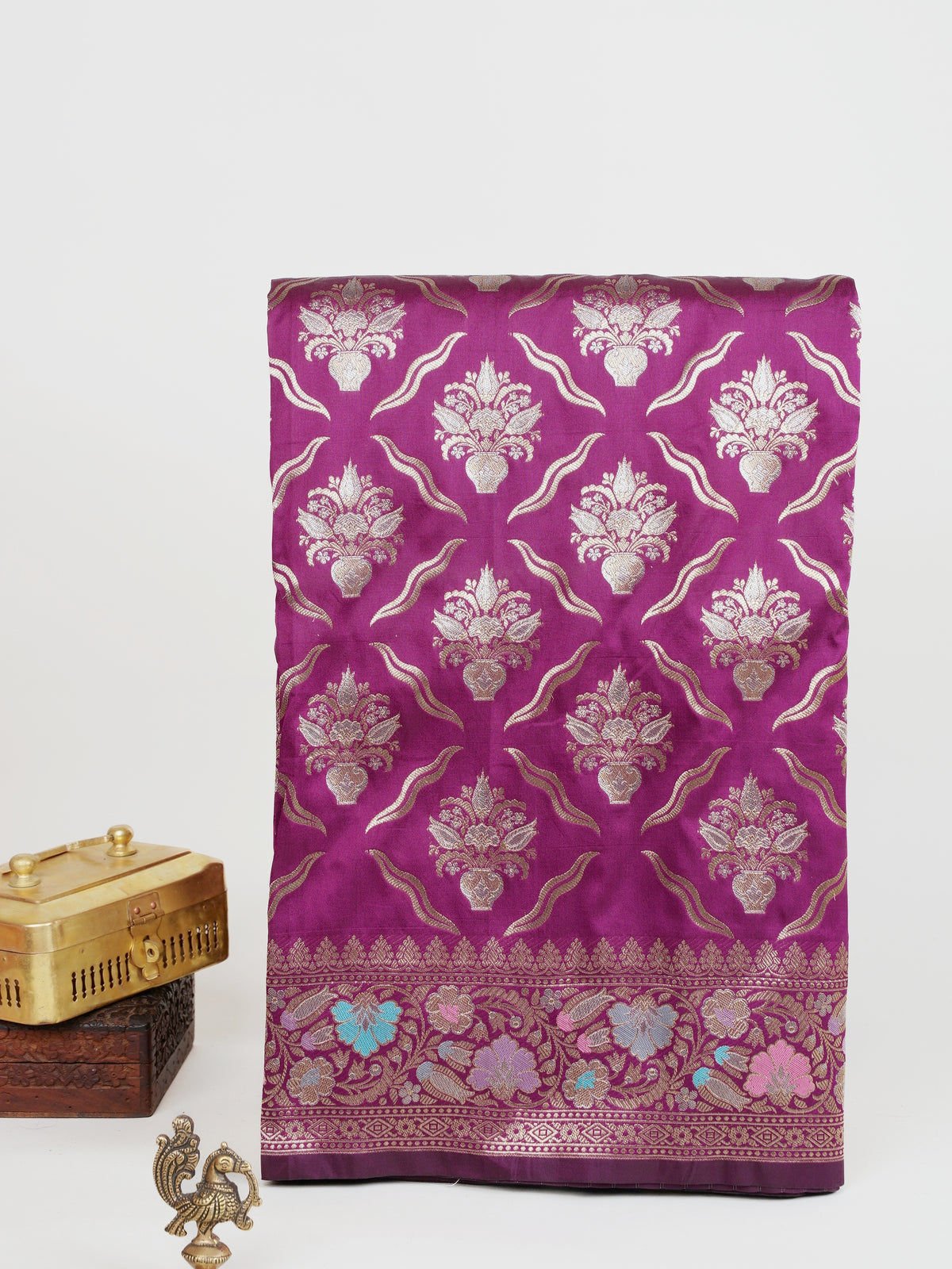 Katan Purple Katan Semi Silk Manoranjitham Weaves - Handloom Store