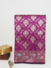 Katan Purple Katan Semi Silk Manoranjitham Weaves - Handloom Store