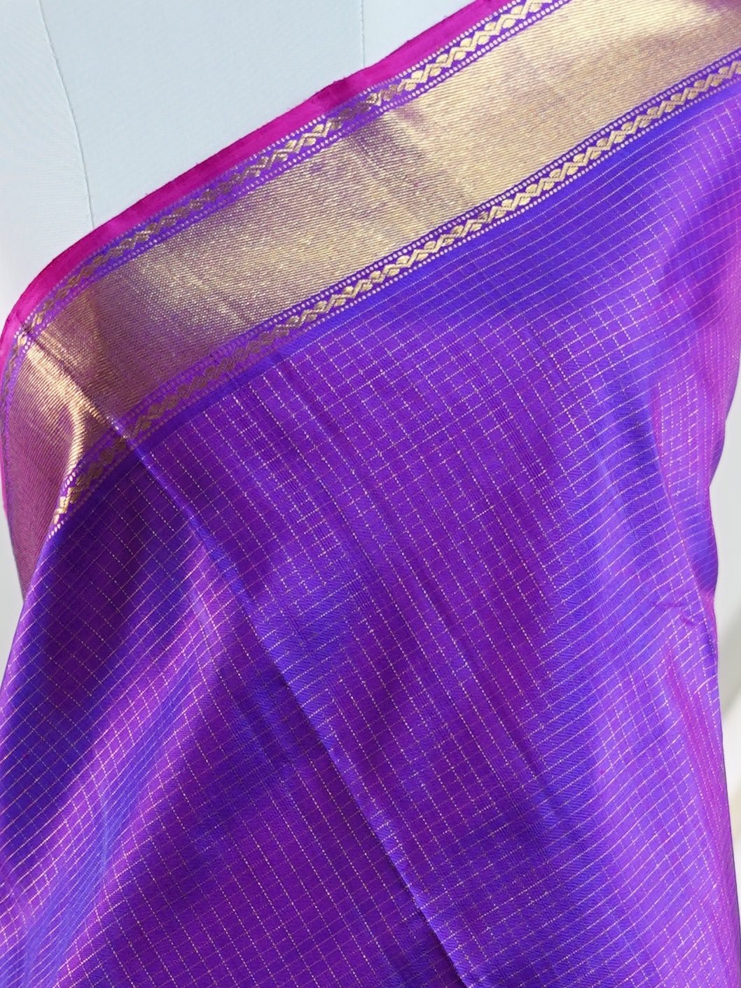 Kanchipuram Silk Purple 100% Pure Silk  - Manoranjitham Weaves - Handloom Store