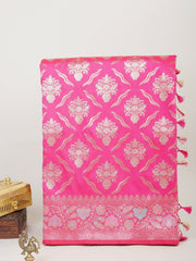 Katan Pink Katan Semi Silk Manoranjitham Weaves - Handloom Store