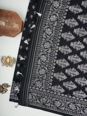 Katan Black Katan Semi Silk Manoranjitham Weaves - Handloom Store