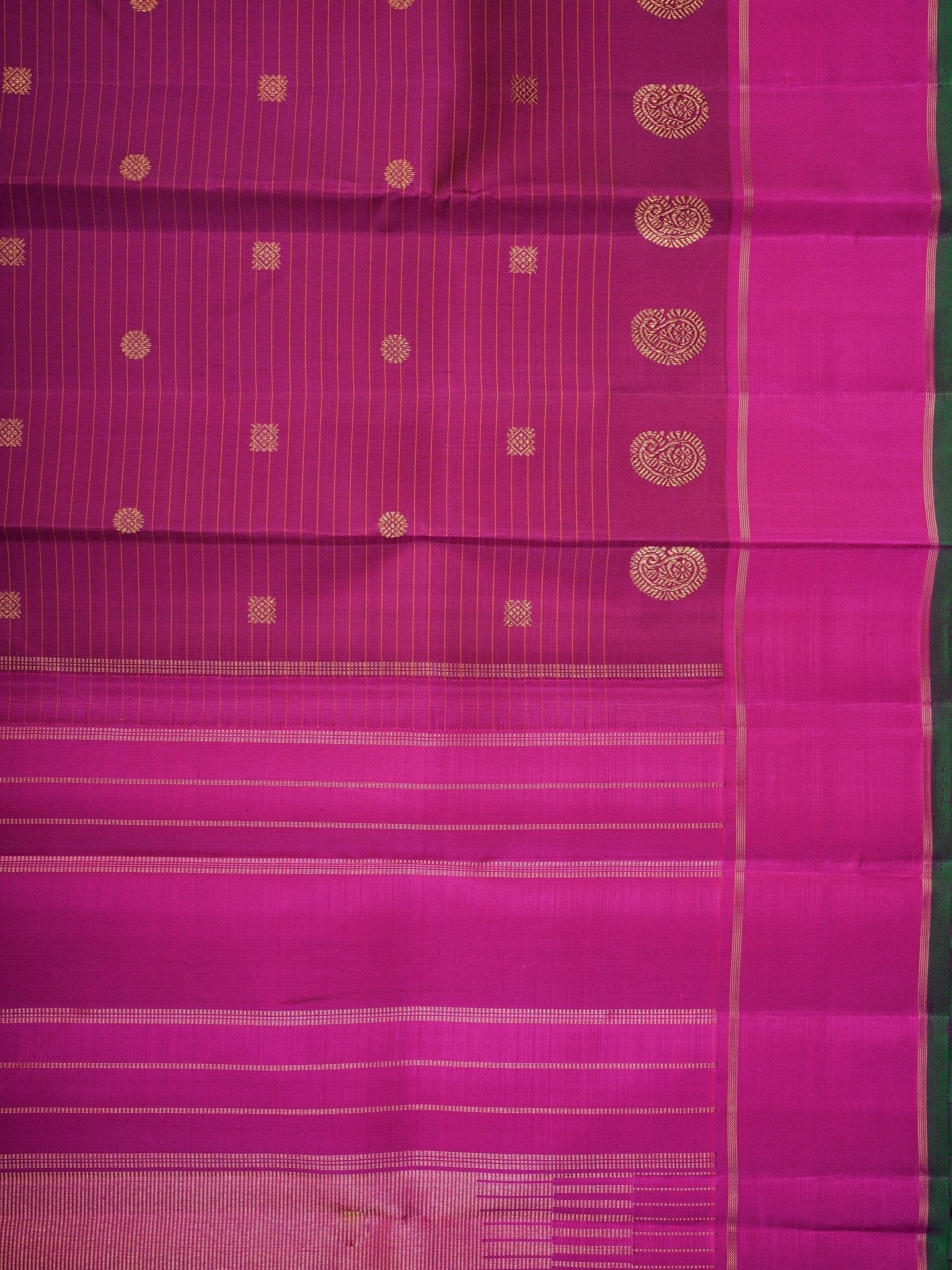 Kanchipuram Silk Magenta Pink 100% Pure Silk  - Manoranjitham Weaves - Handloom Store