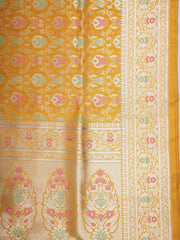 Katan Mustard Yellow 100% Pure Katan Silk Manoranjitham Weaves - Handloom Store