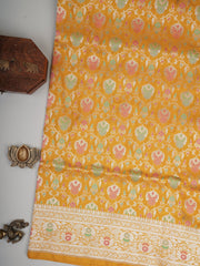 Katan Mustard Yellow 100% Pure Katan Silk Manoranjitham Weaves - Handloom Store