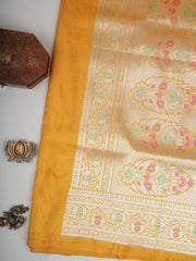 Katan Mustard Yellow 100% Pure Katan Silk Manoranjitham Weaves - Handloom Store