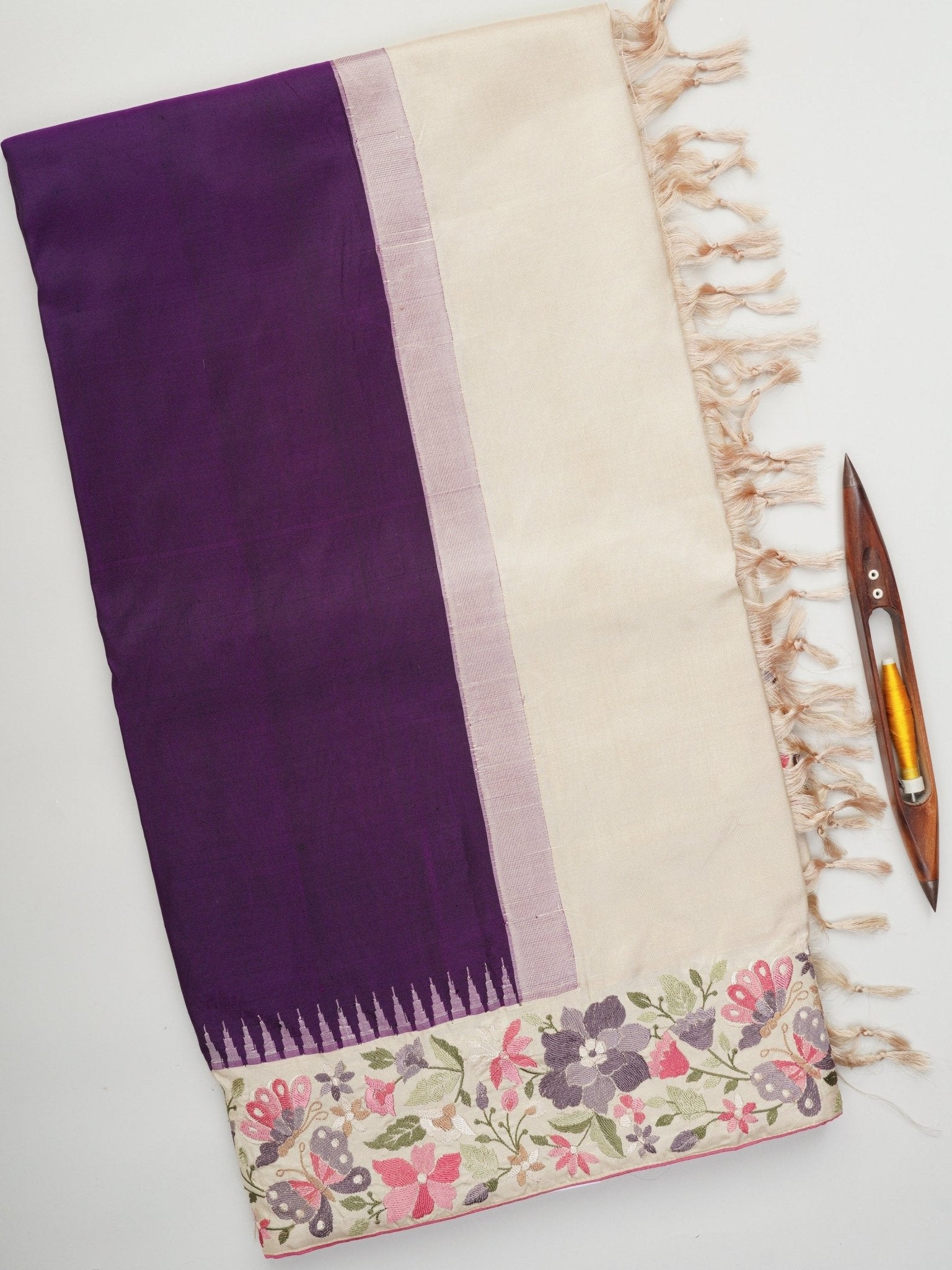 Gadwal Silk Royal Blue 100% Pure Silk  Manoranjitham Weaves - Handloom Store