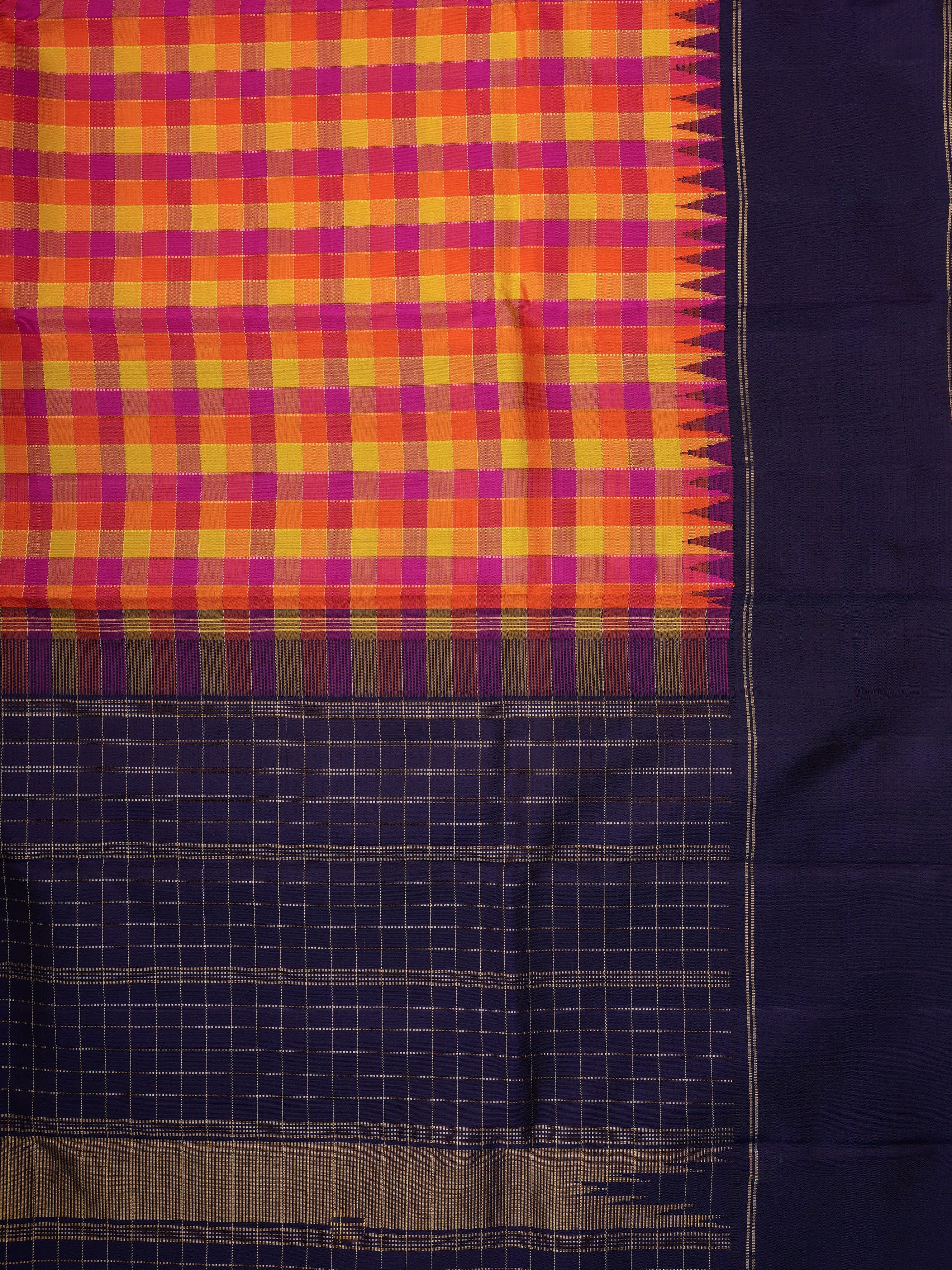 Kanchipuram Silk Multi 100% Pure Silk  - Manoranjitham Weaves - Handloom Store