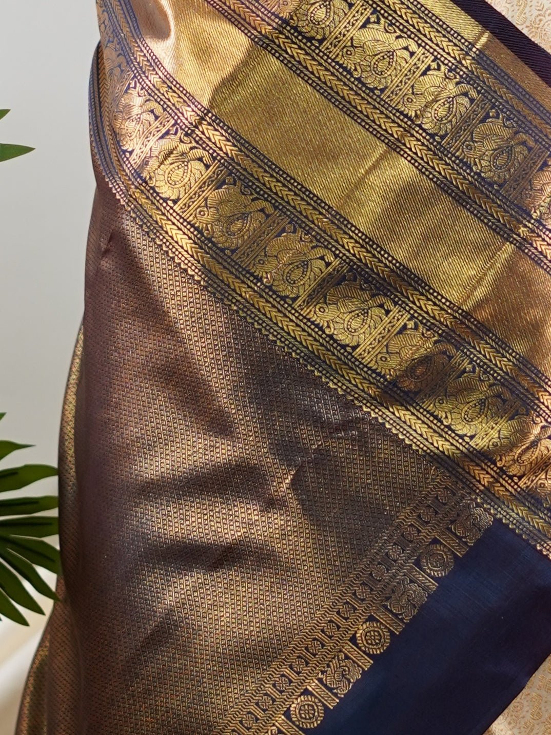 Kanchipuram Silk Light Brown 100% Pure Silk  - Manoranjitham Weaves - Handloom Store