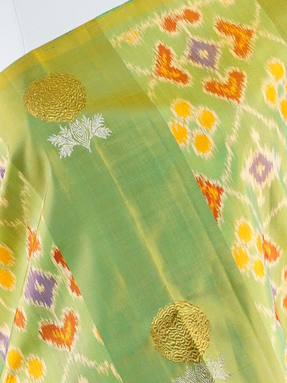 Kanchipuram Silk Green 100% Pure Silk  - Manoranjitham Weaves - Handloom Store