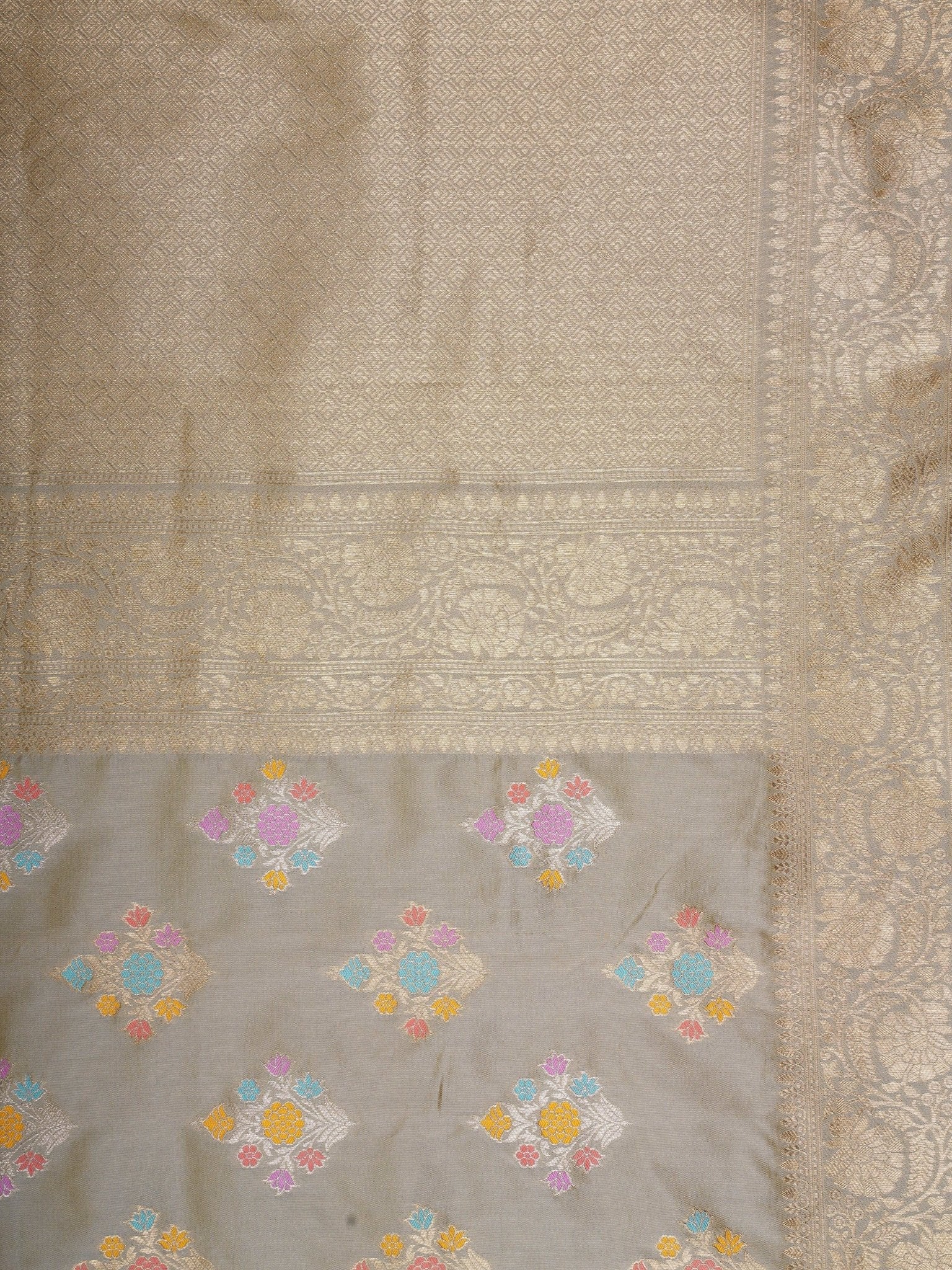 Katan Grey Katan Semi Silk Manoranjitham Weaves - Handloom Store