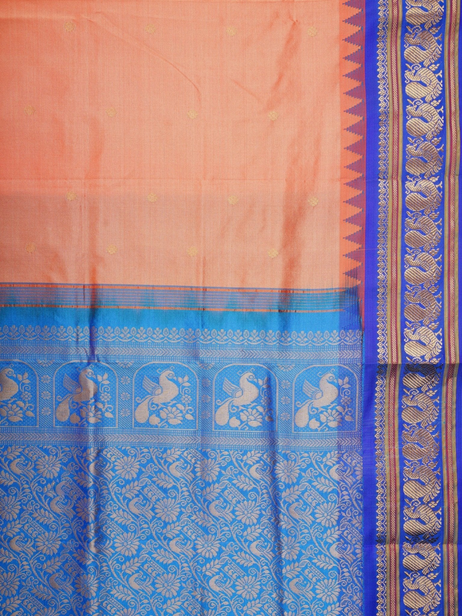 Narayanpet Orange 100% Pure Silk  - Manoranjitham Weaves - Handloom Store