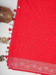 Katan Red Katan Semi Silk Manoranjitham Weaves - Handloom Store