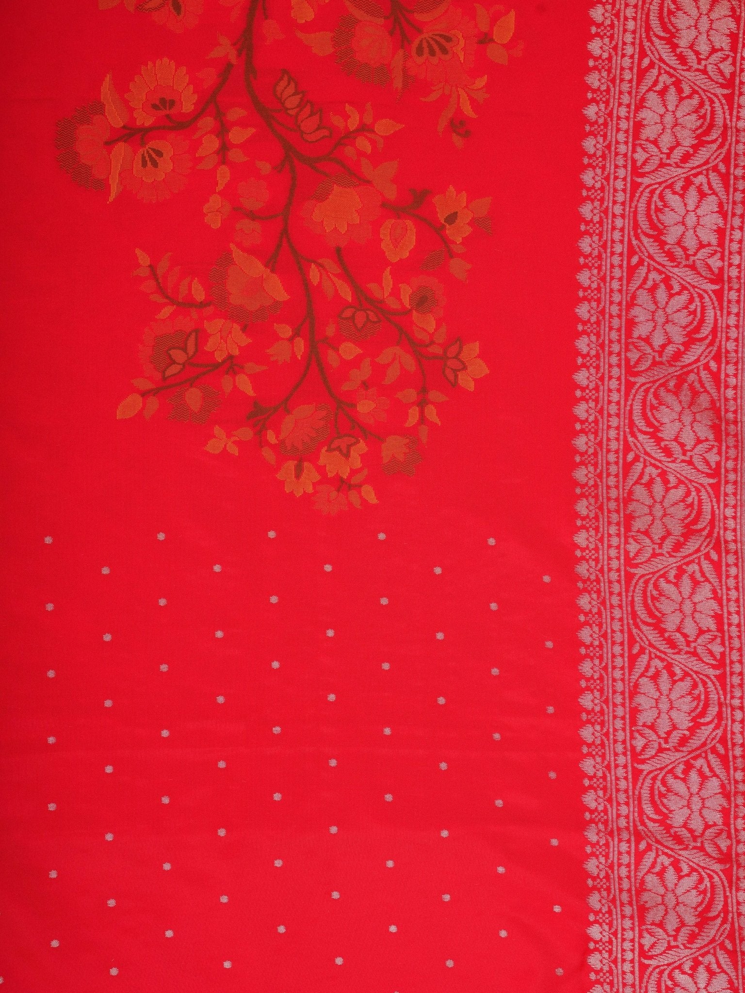 Katan Red Katan Semi Silk Manoranjitham Weaves - Handloom Store