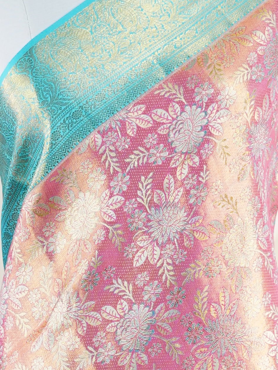 Kanchipuram Silk pink 100% Pure Silk  - Manoranjitham Weaves - Handloom Store