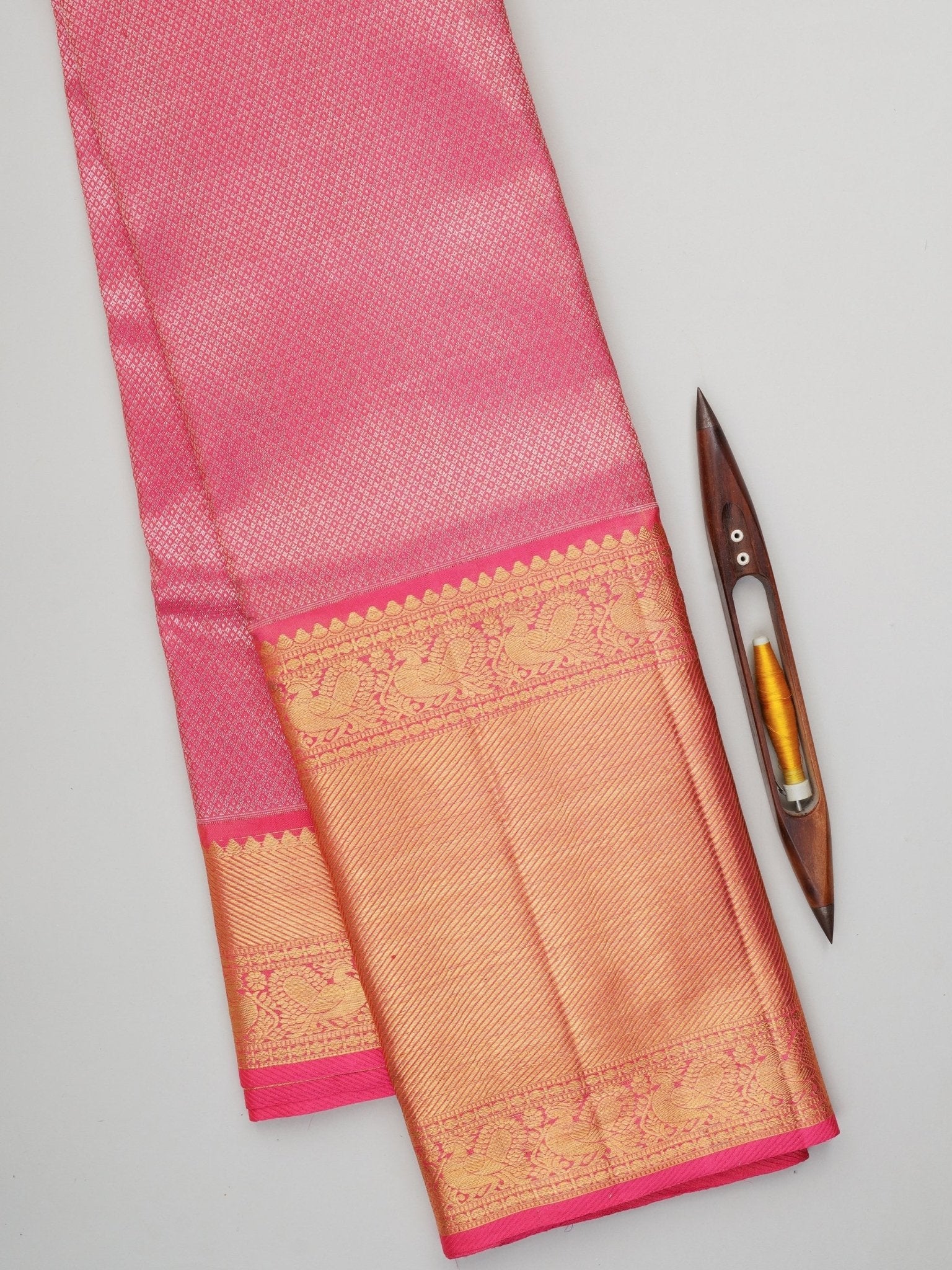 Kanchipuram Silk Hot Pink 100% Pure Silk  Manoranjitham Weaves - Handloom Store