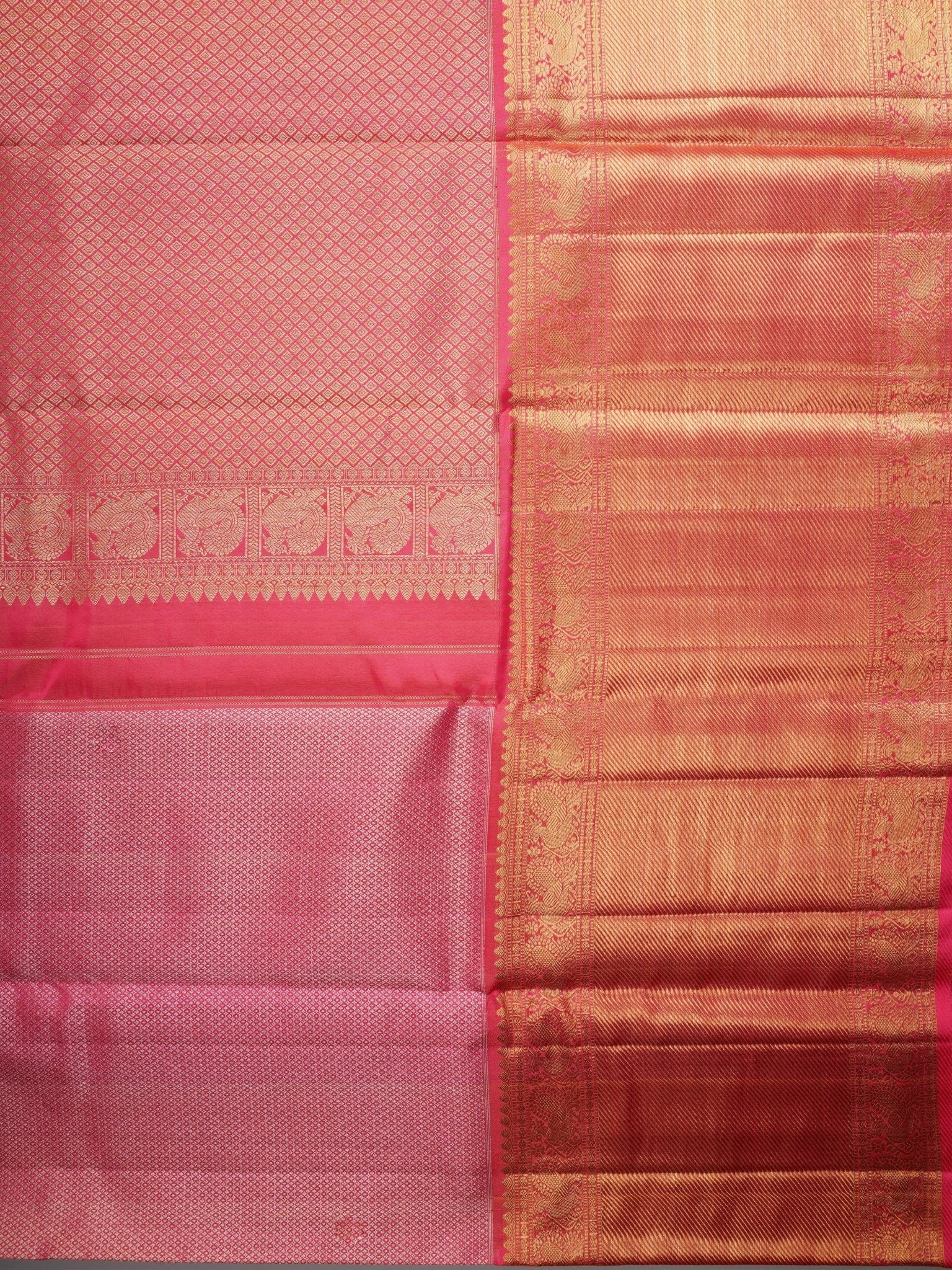 Kanchipuram Silk Hot Pink 100% Pure Silk  Manoranjitham Weaves - Handloom Store
