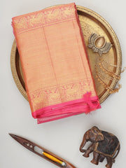 Kanchipuram Silk Hot Pink 100% Pure Silk  Manoranjitham Weaves - Handloom Store