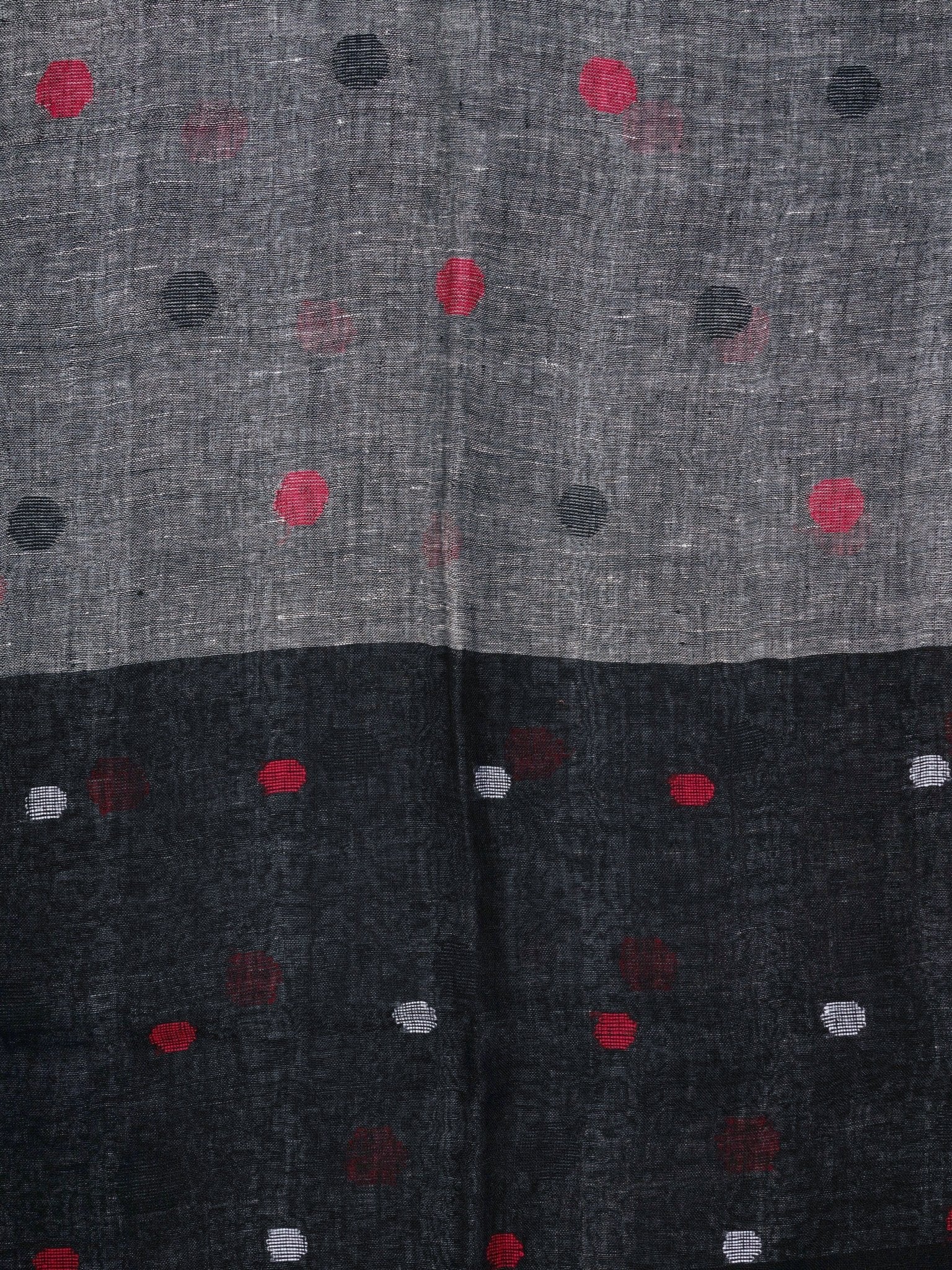 Linen Black 100% Pure Linen Manoranjitham Weaves - Handloom Store