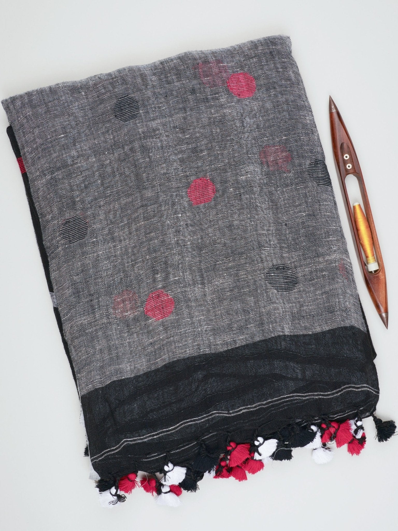 Linen Black 100% Pure Linen Manoranjitham Weaves - Handloom Store