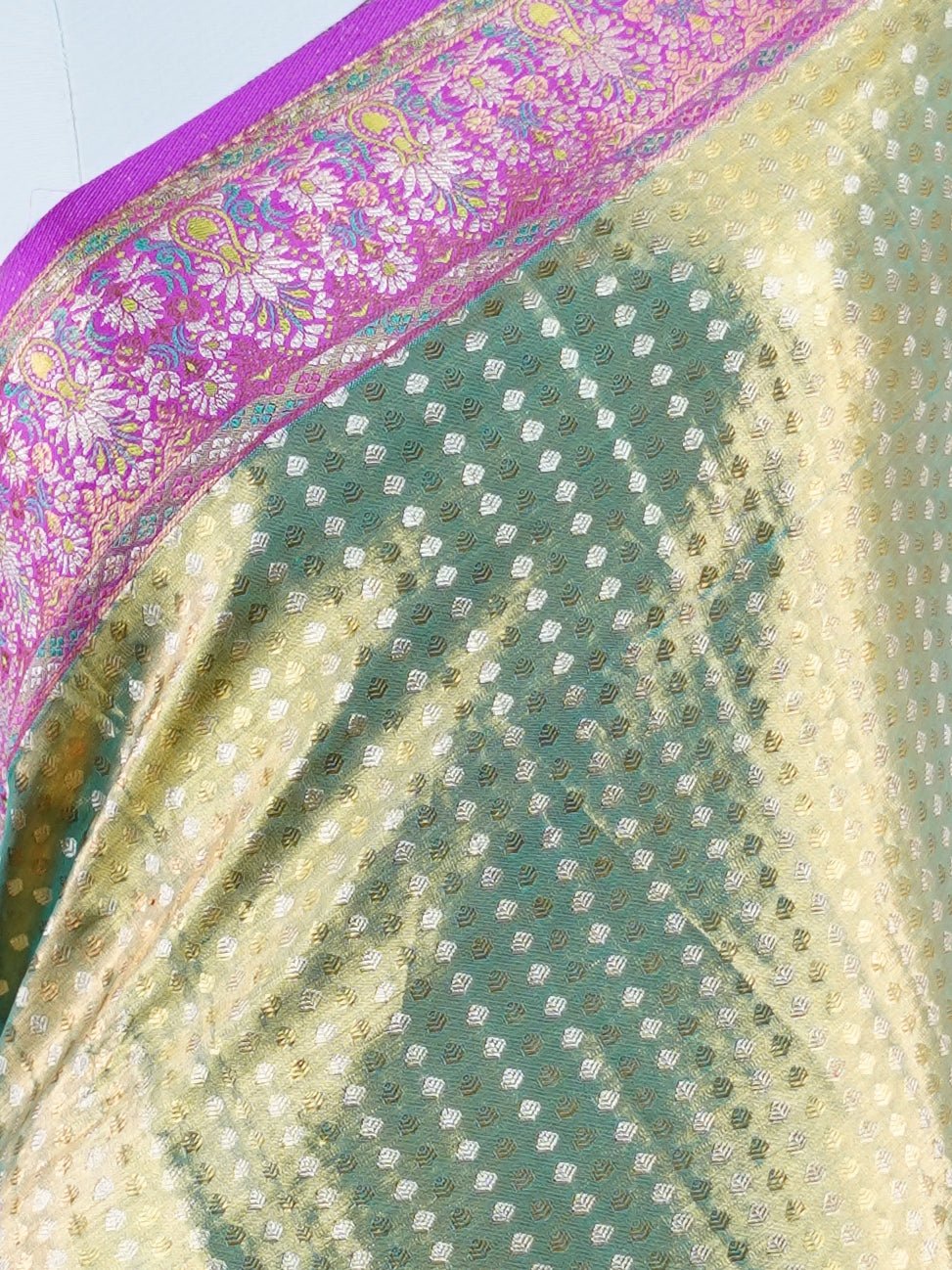 Kanchipuram Silk Mint Green 100% Pure Silk  - Manoranjitham Weaves - Handloom Store
