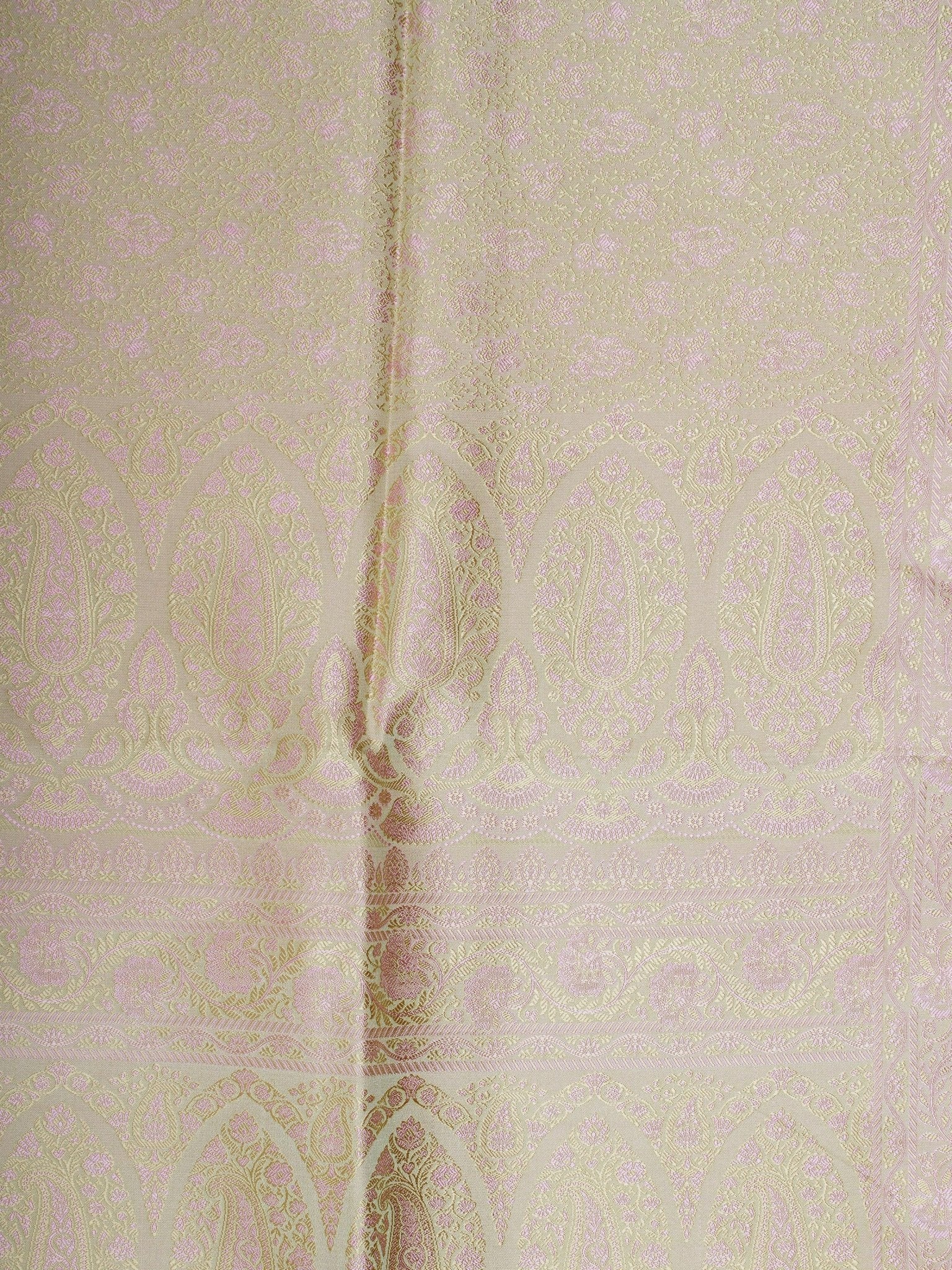 Katan Pista Green Semi Mushru - Manoranjitham Weaves - Handloom Store