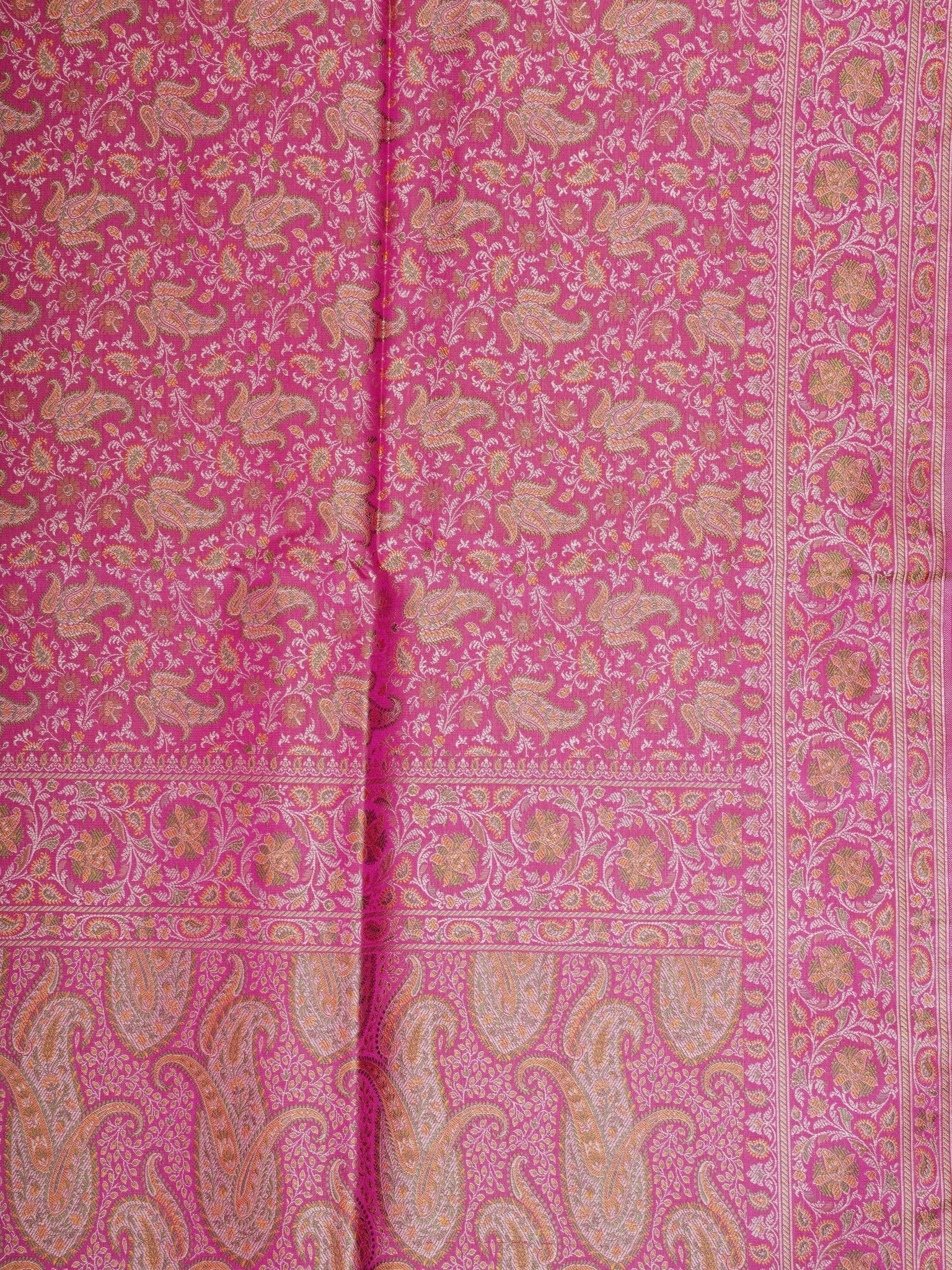 Katan Pink Semi Mushru - Manoranjitham Weaves - Handloom Store