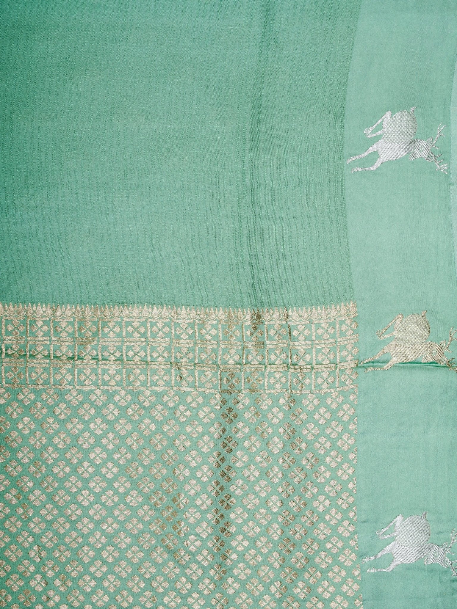 Mushru Green Semi Mushru - Manoranjitham Weaves - Handloom Store