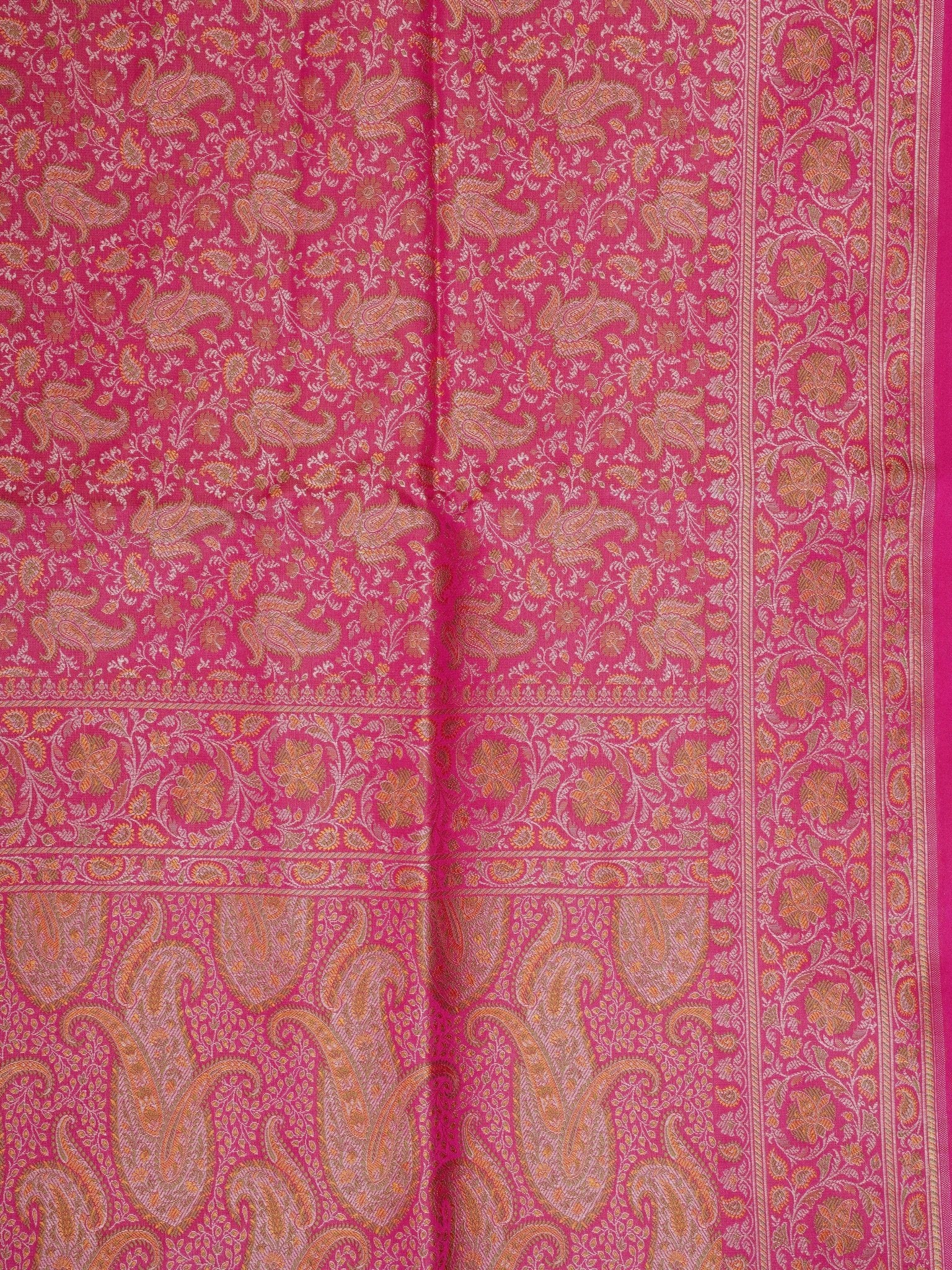 Katan Pink Semi Mushru - Manoranjitham Weaves - Handloom Store