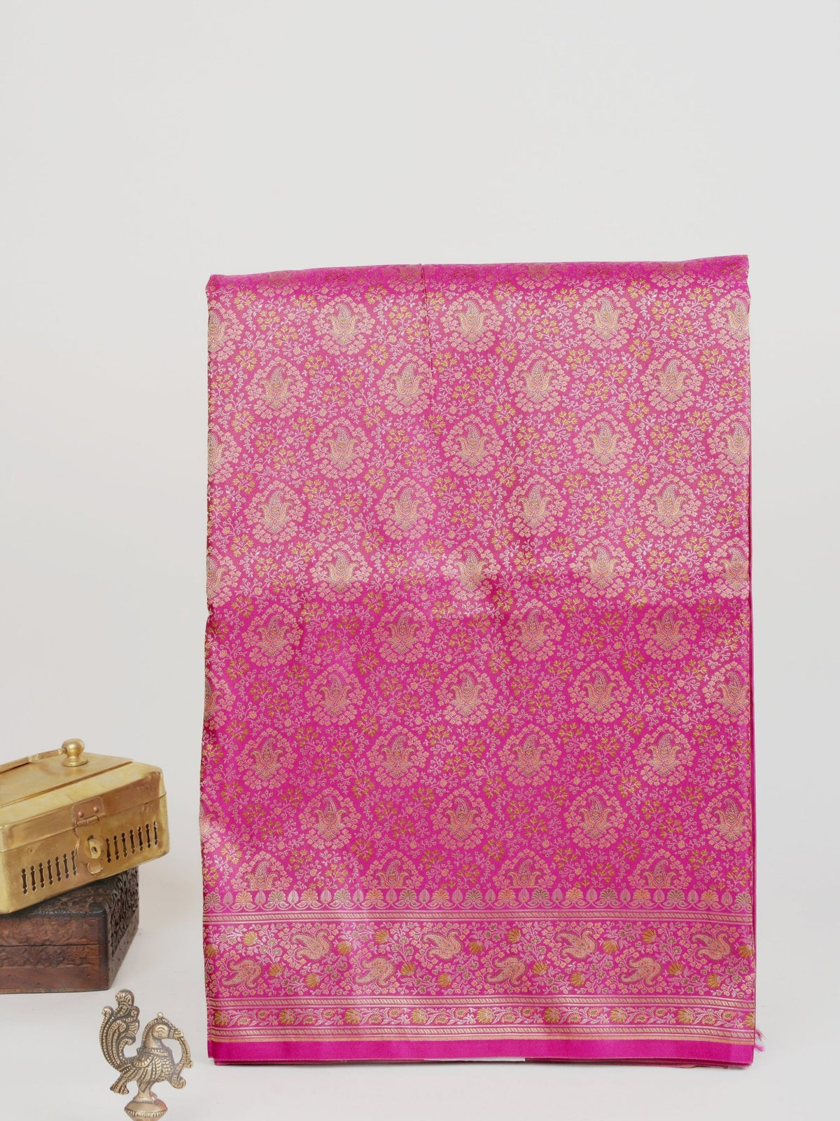 Katan Pink Semi Mushru - Manoranjitham Weaves - Handloom Store