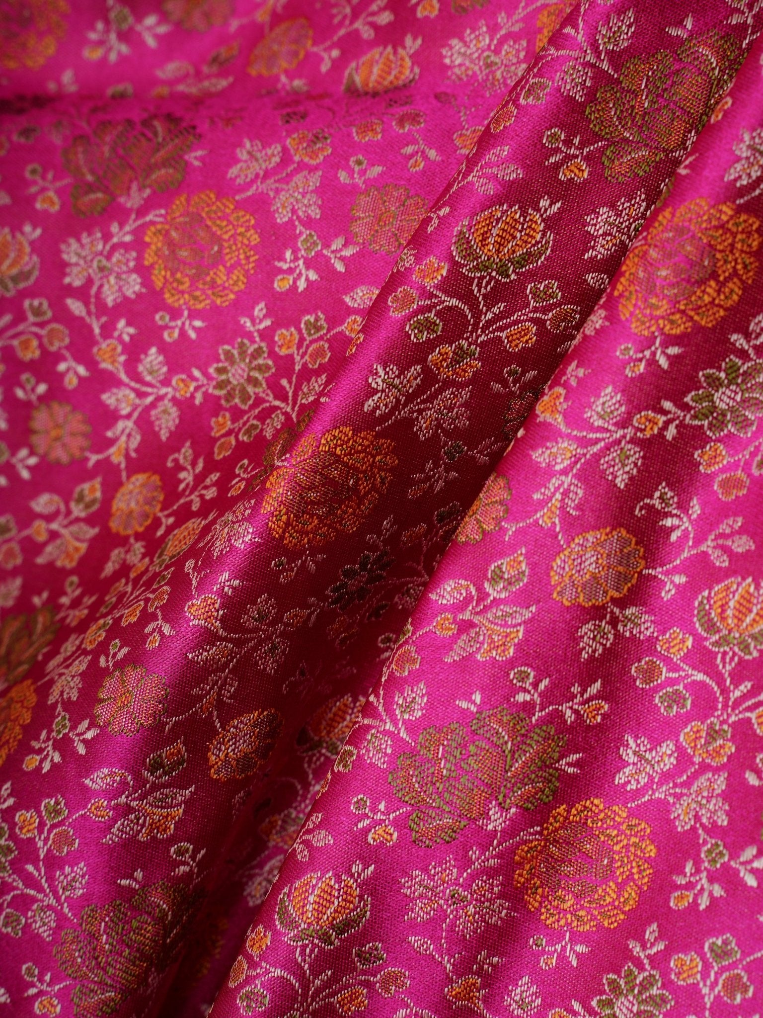 Katan Pink Semi Mushru - Manoranjitham Weaves - Handloom Store