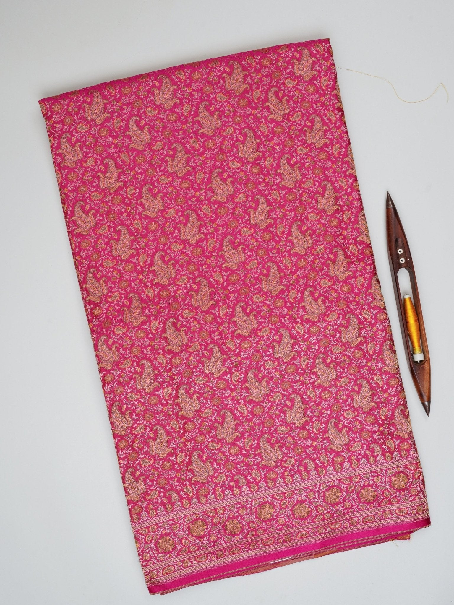 Katan Pink Semi Mushru - Manoranjitham Weaves - Handloom Store