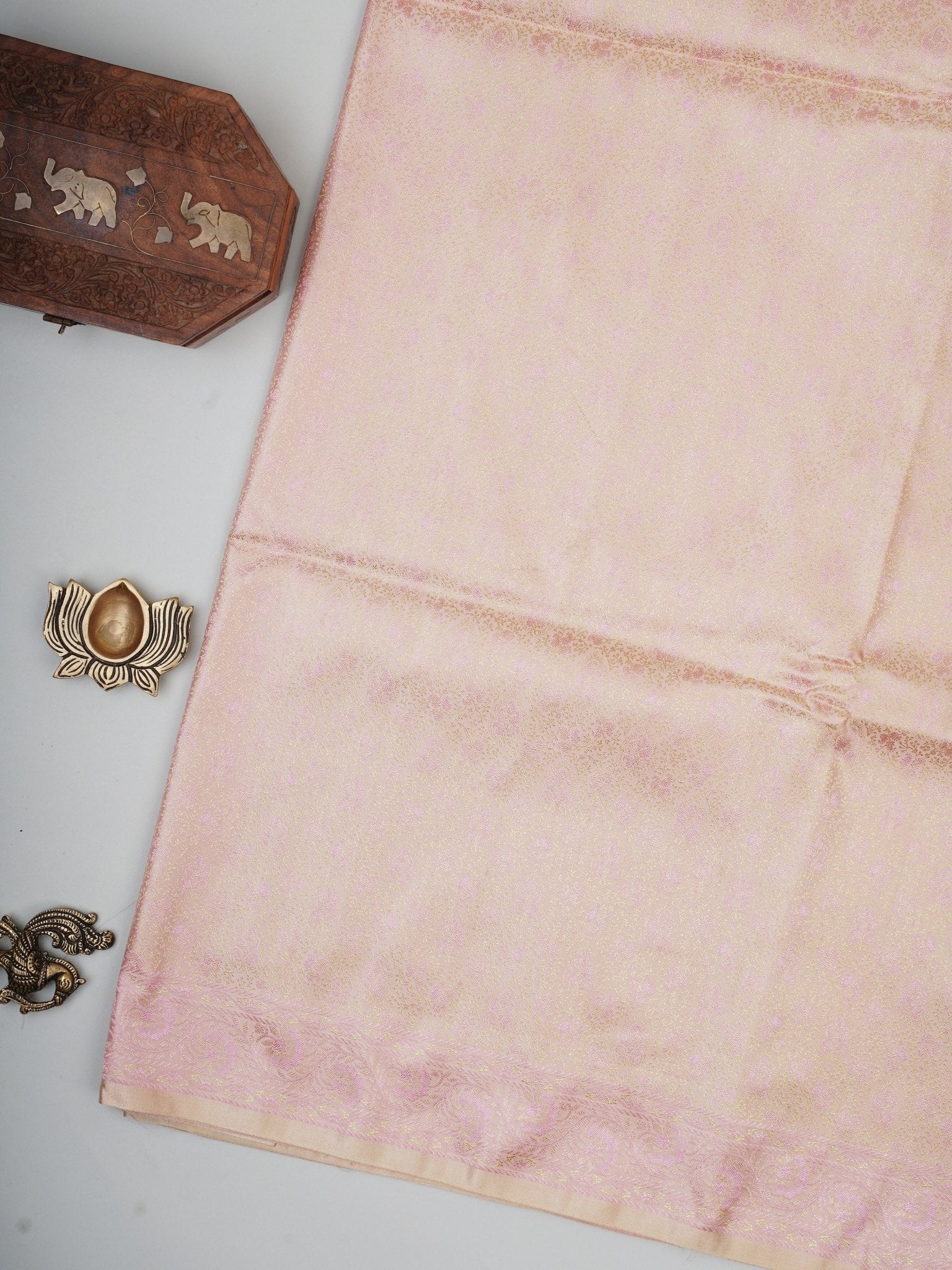 Katan Cream Semi Mushru - Manoranjitham Weaves - Handloom Store
