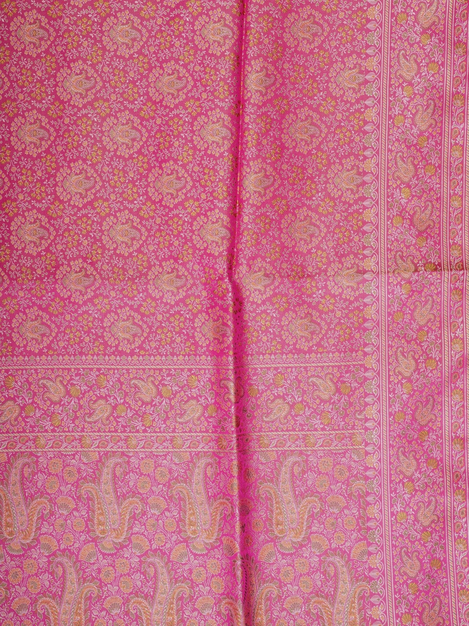 Katan Pink Semi Mushru - Manoranjitham Weaves - Handloom Store
