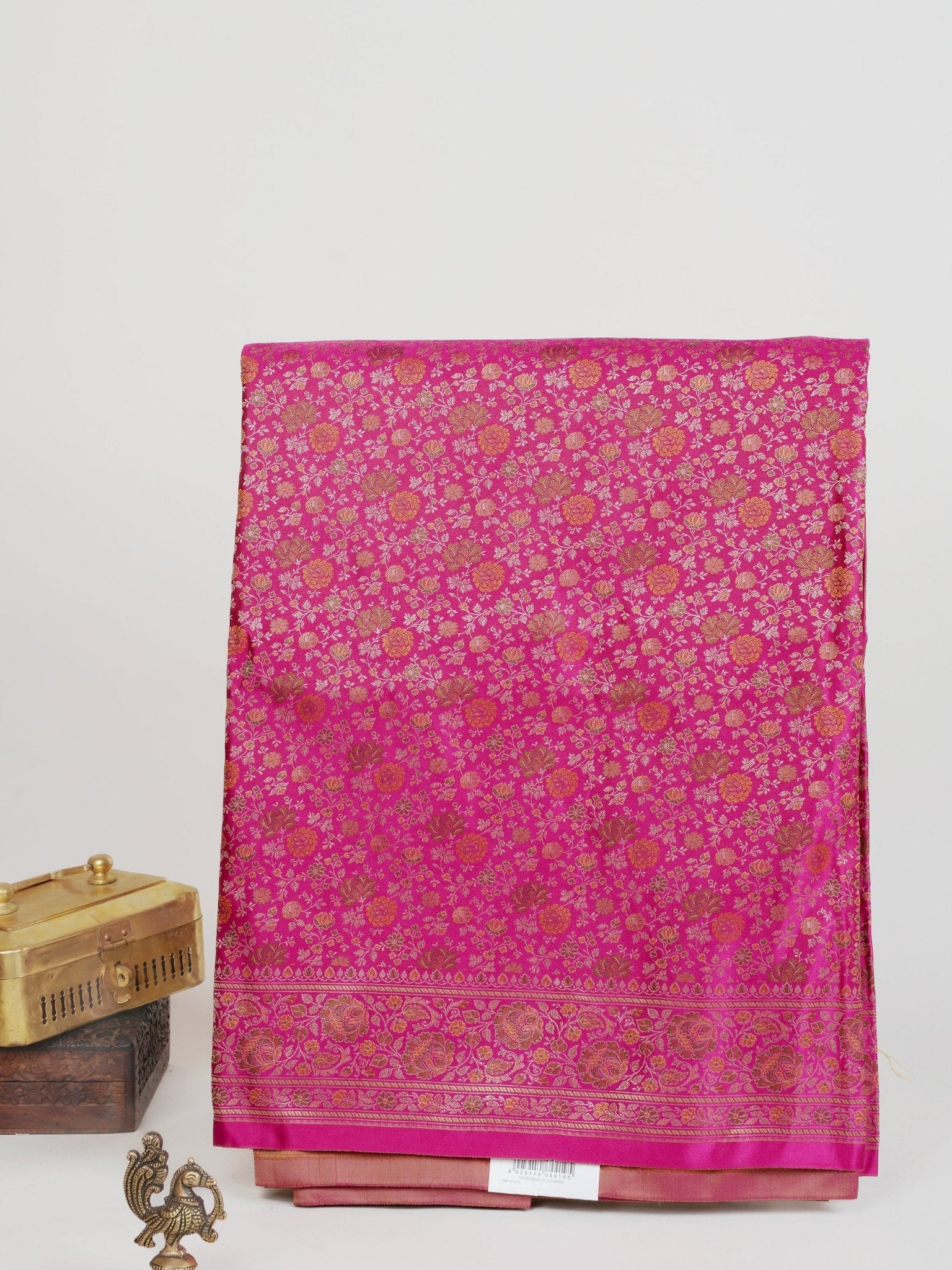 Katan Pink Semi Mushru - Manoranjitham Weaves - Handloom Store