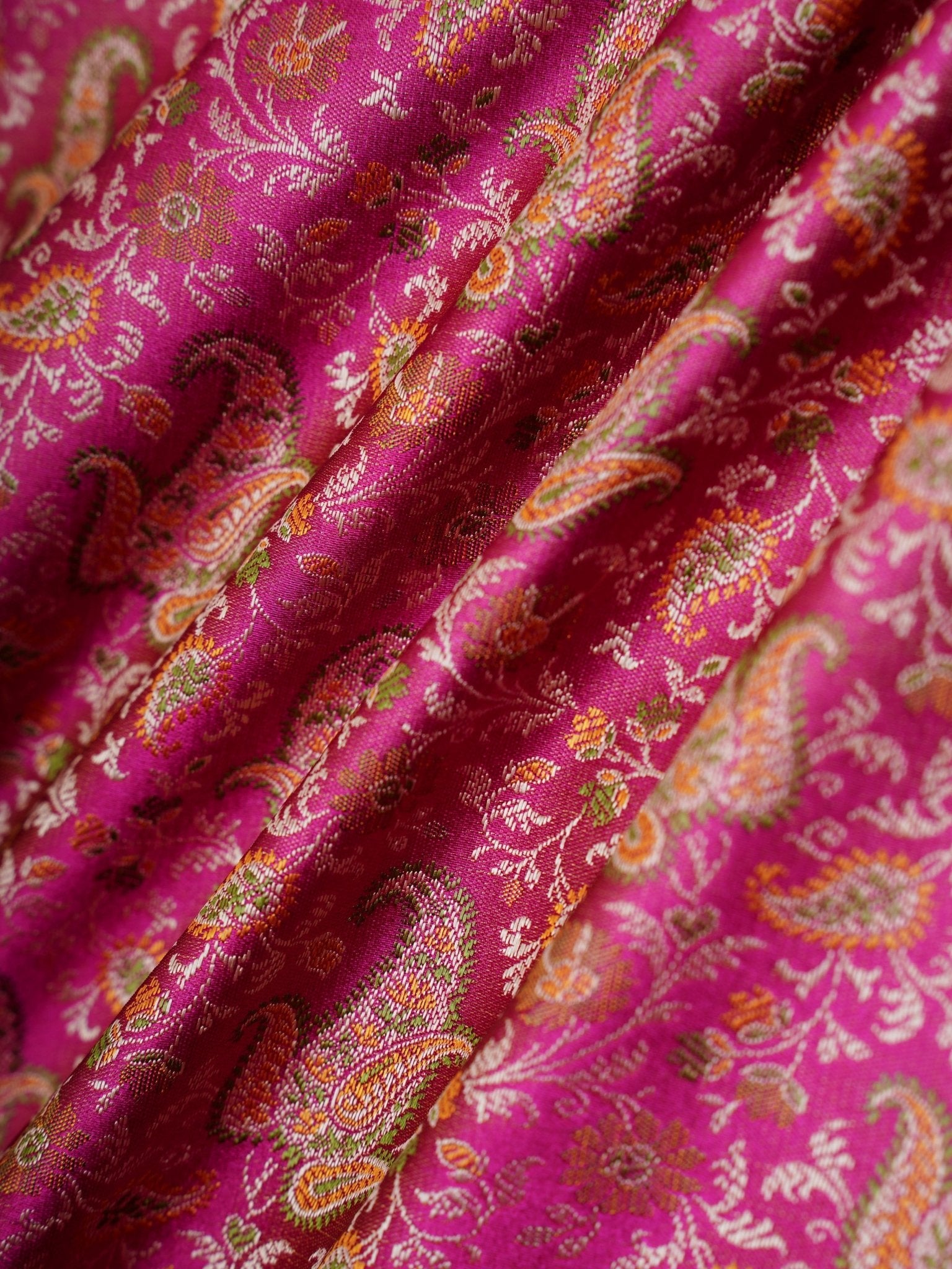 Katan Pink Semi Mushru - Manoranjitham Weaves - Handloom Store