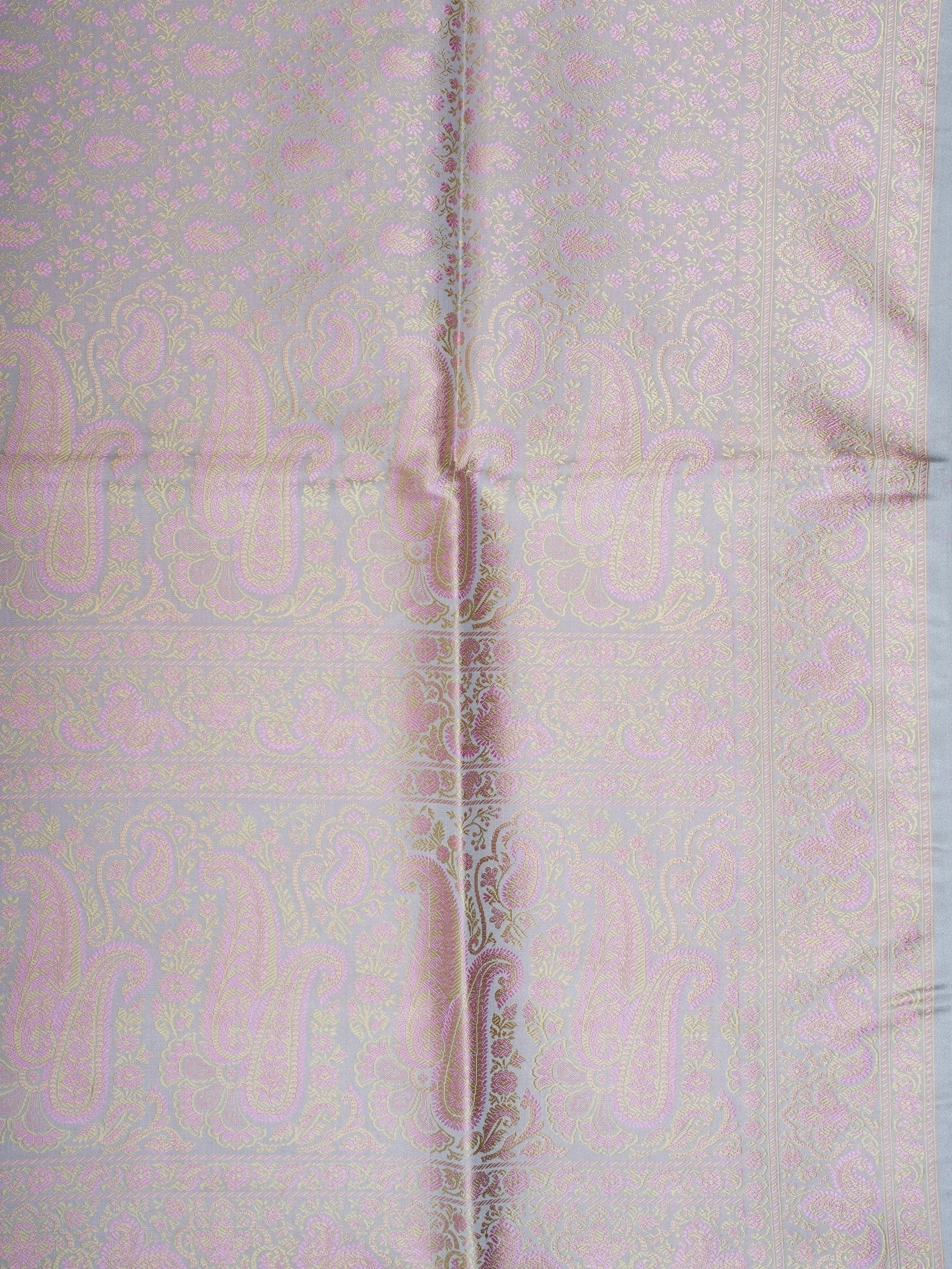 Katan Grey Semi Mushru - Manoranjitham Weaves - Handloom Store