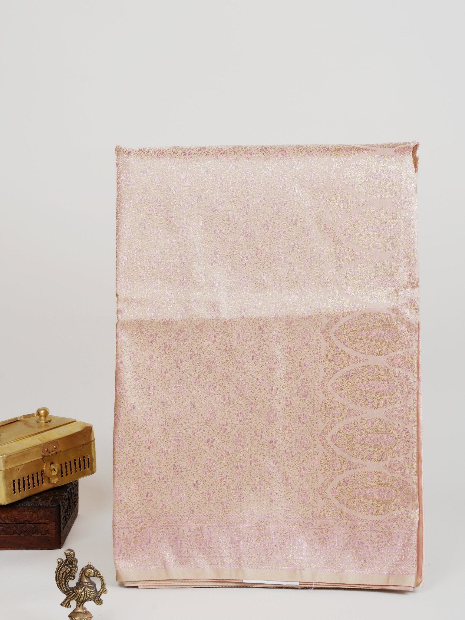 Katan Cream Semi Mushru - Manoranjitham Weaves - Handloom Store