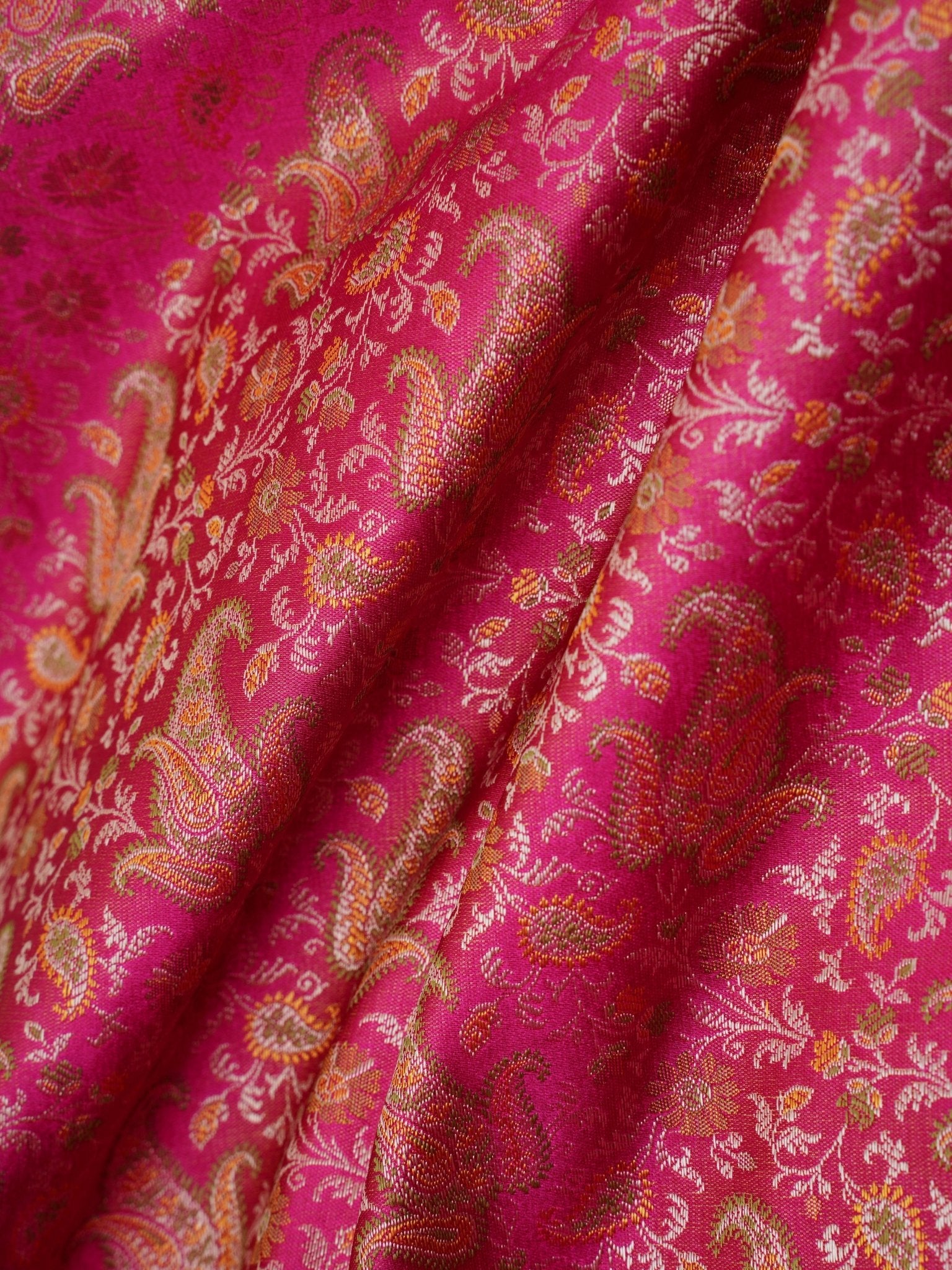Katan Pink Semi Mushru - Manoranjitham Weaves - Handloom Store